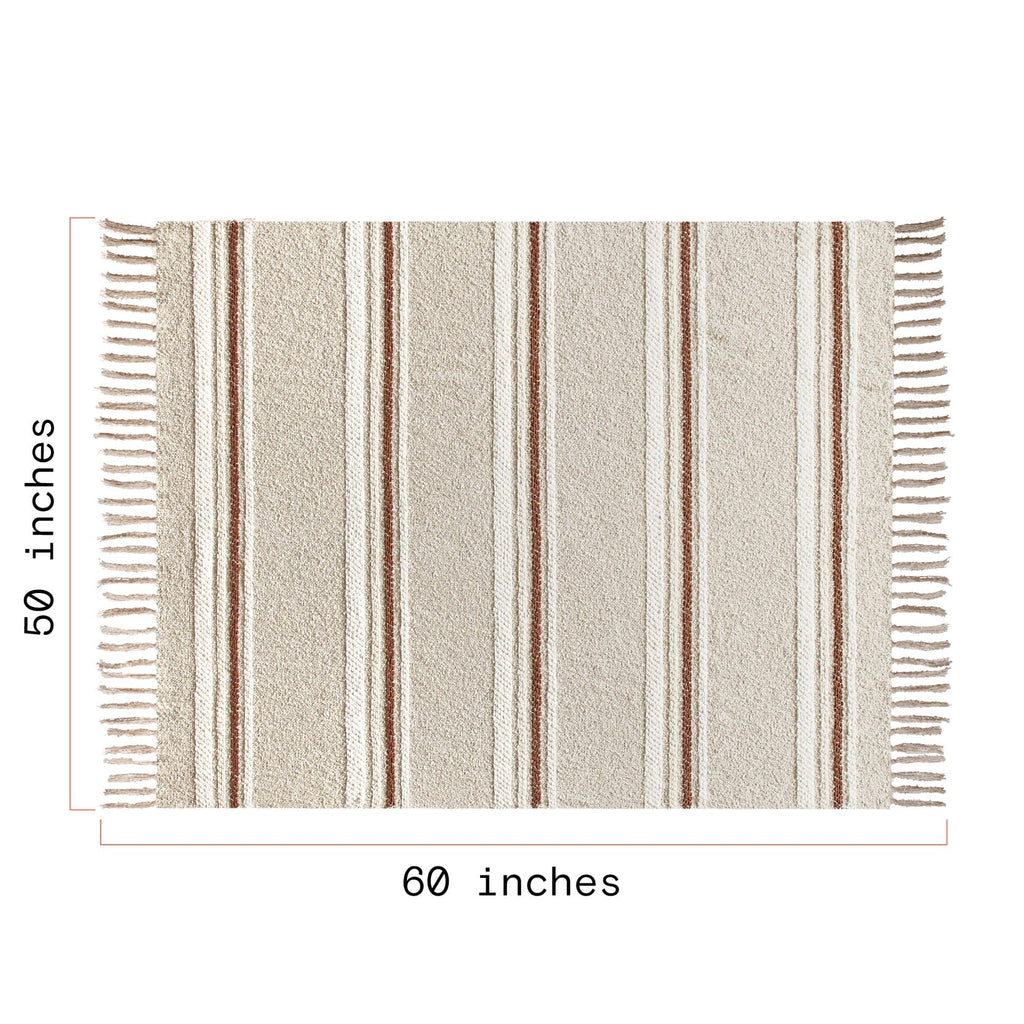 Lightweight Warm 60" x 50" Cozy Striped Porcini Chenille Throw - Cozy Fleece Throw Blanket for Couch & Bed Detail