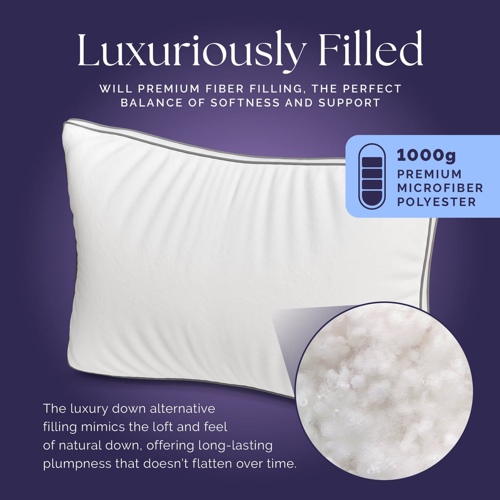 Hotel Collection Bed Pillows Queen Size Set of 2 - Luxury Down Alternative Pillow - 5 Star Hotel Pillows for Back, Side and Stomach Sl... - Orthopedic Shredded Foam Bed Pillow Set Detail