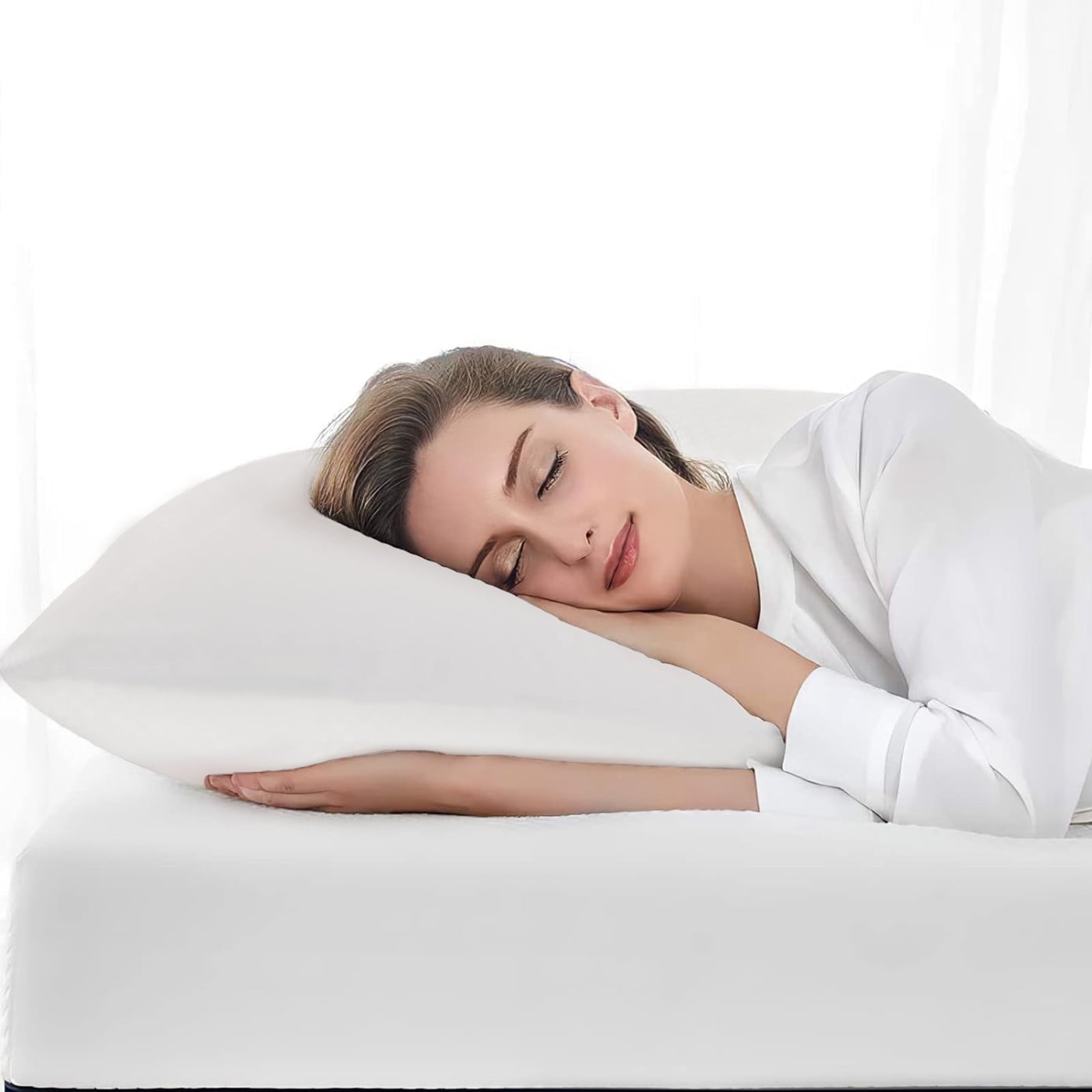 Decorative Plump Pillows Standard Size Set of 2, Bed Pillows for Sleeping, Standard Pillows 2 Pack for Back, Stomach or Side Sleepers,... - Ergonomic Memory Foam Pillow for Neck Pain Support Detail