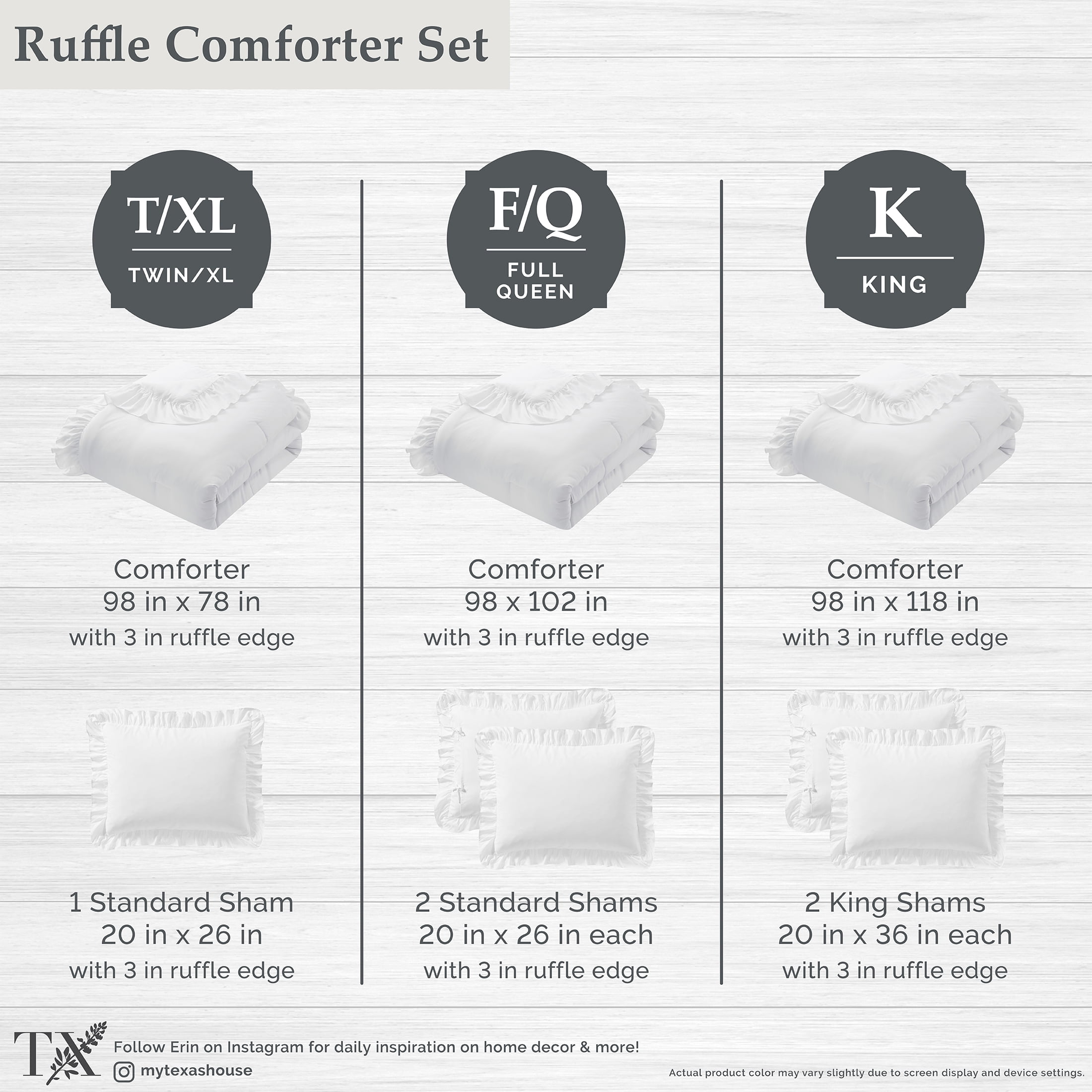 Heavyweight Warmth Full/Queen Comforter Set, All-Season, 3-Piece, White Ruffle - Cloud-Like Soft Lightweight Bed Comforter Detail