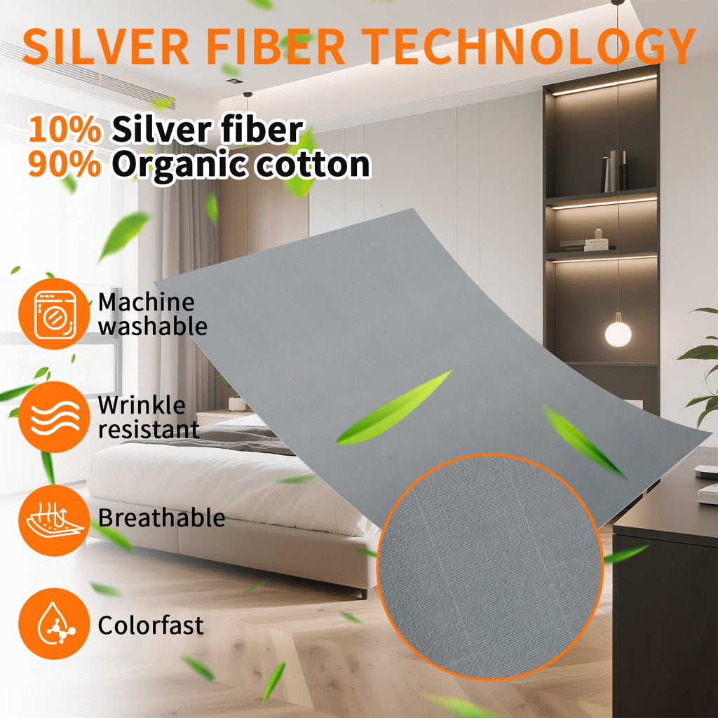 Ultra-Soft Grounding Sheets for All Mattress Sizes, Grounding Mat for Bed 10% Silver Fiber+90% Organic Cotton Grounding Sheets S... - Breathable Egyptian Cotton Flat & Fitted Sheets Detail