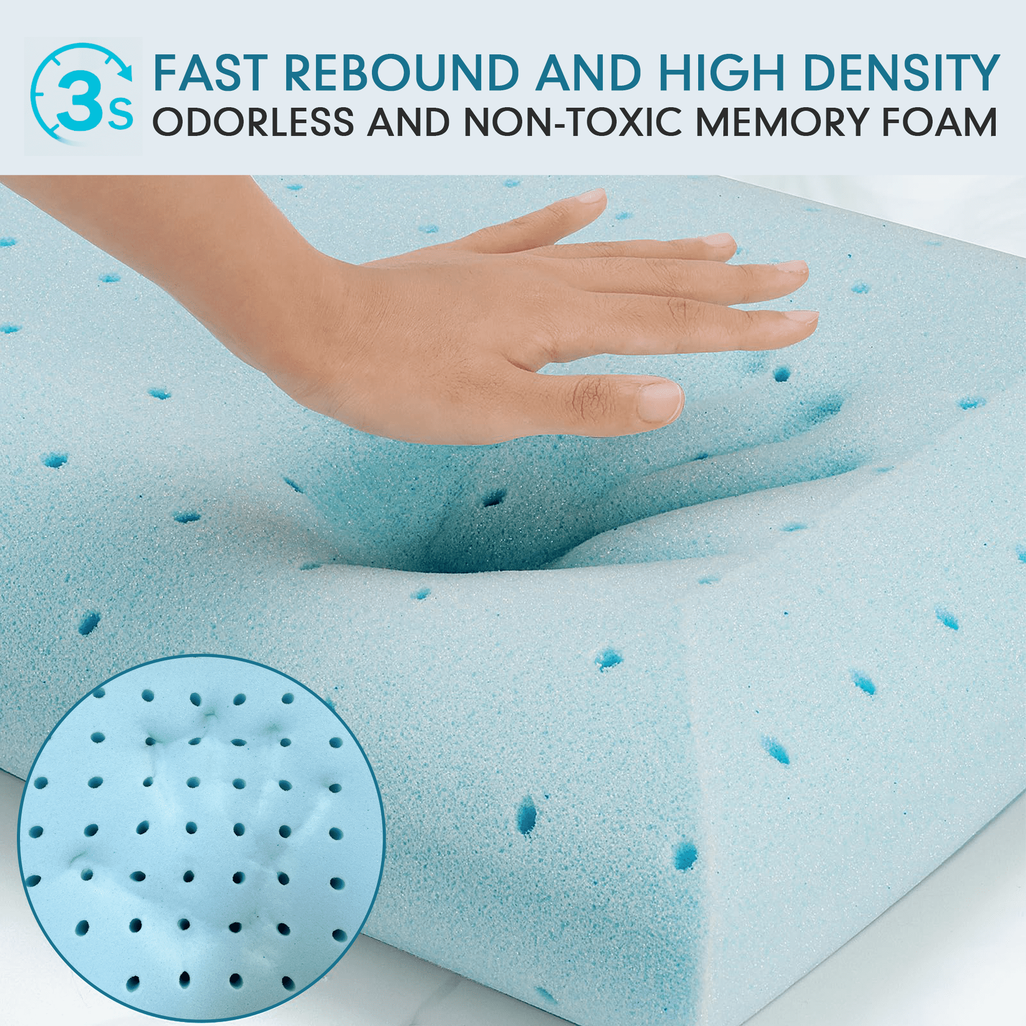 Ergonomic Memory Foam Gel Memory Foam Pillow, Queen Size Bed Pillow, Washable Cover, Cooling, Breathable Neck Pillow for Sleeping - Decorative Throw Pillow Cushion for Sofa & Bed Detail