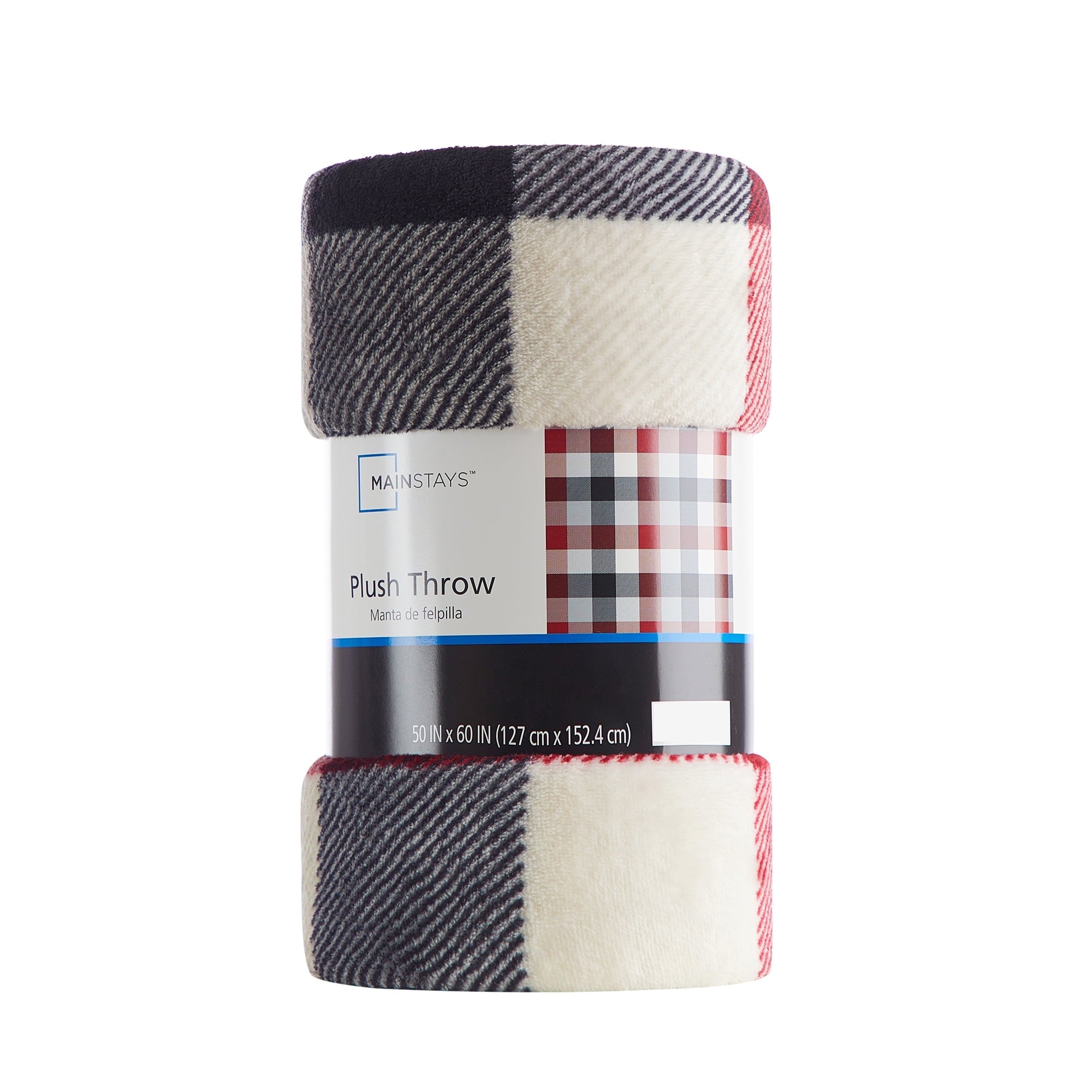 Cozy Fleece Cozy Plush Throw Blanket, Red Plaid 50" x 60" All Ages - Luxury Knitted Decorative Throw Blanket with Fringes Detail
