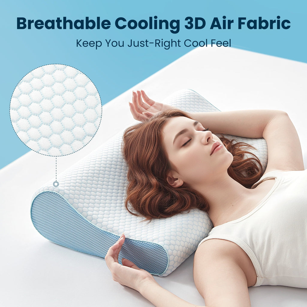 Ergonomic Memory Foam Standard Cooling Memory Foam Pillow, Ergonomic Adjustable Orthopedic Contour Bed Pillows Neck Support for Side Back S... - Decorative Throw Pillow Cushion for Sofa & Bed Detail