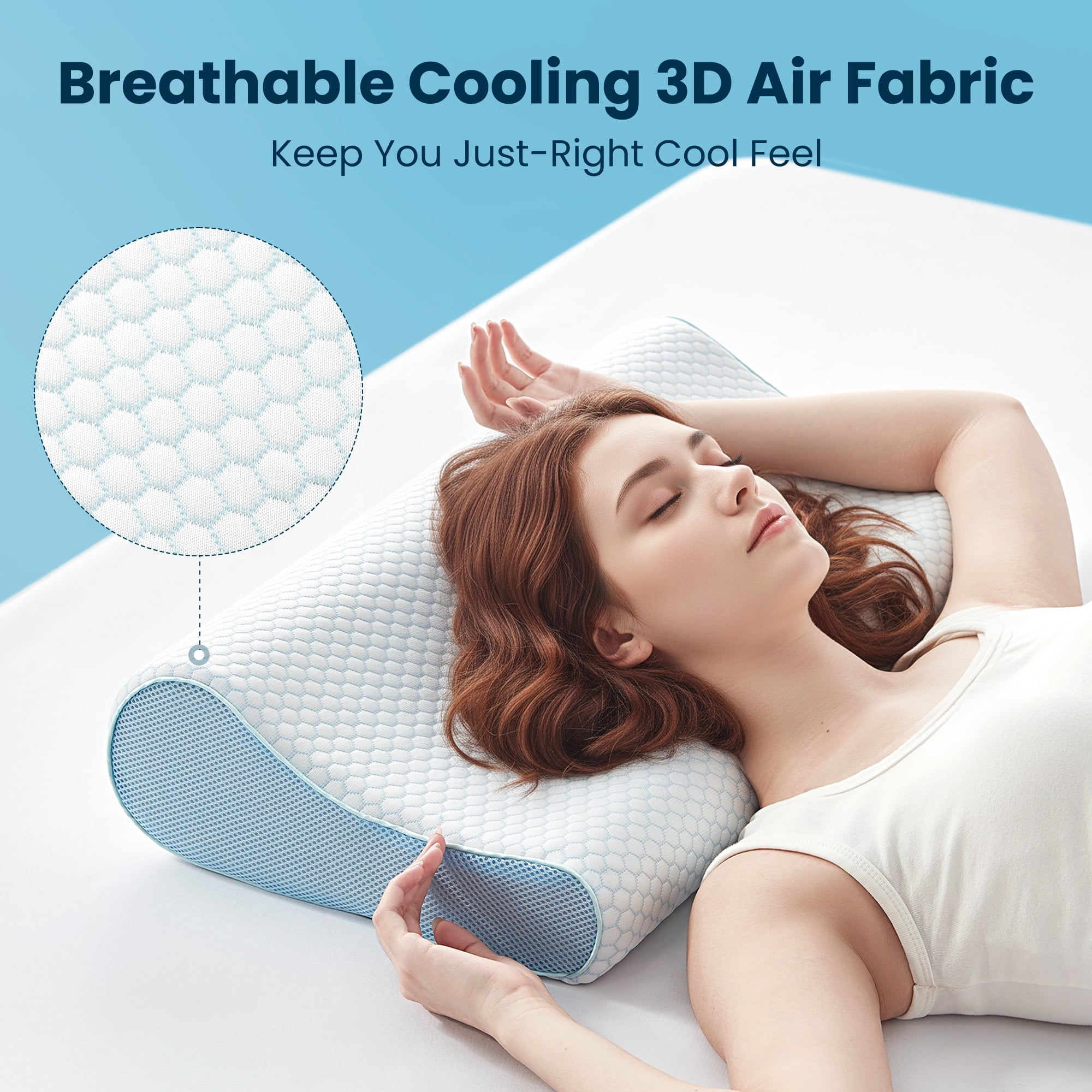 Ergonomic Memory Foam Standard Cooling Memory Foam Pillow, Ergonomic Adjustable Orthopedic Contour Bed Pillows Neck Support for Side Back S... - Decorative Throw Pillow Cushion for Sofa & Bed Detail