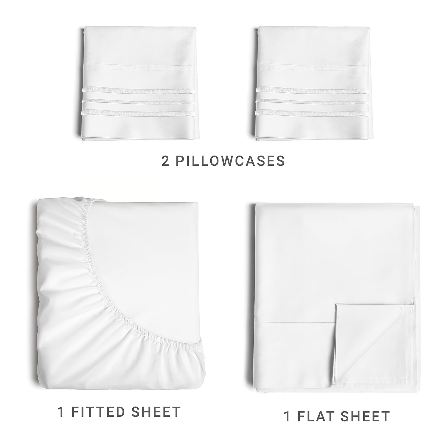 Wrinkle-Resistant 4-Piece Ultra Soft & Comfy Hotel Luxury Sheet Set - Full Size Cooling Bed Sheet Fits 8"-16" Mattresses, White - Cooling Hotel Quality Bedding Sheets and Pillowcases Detail