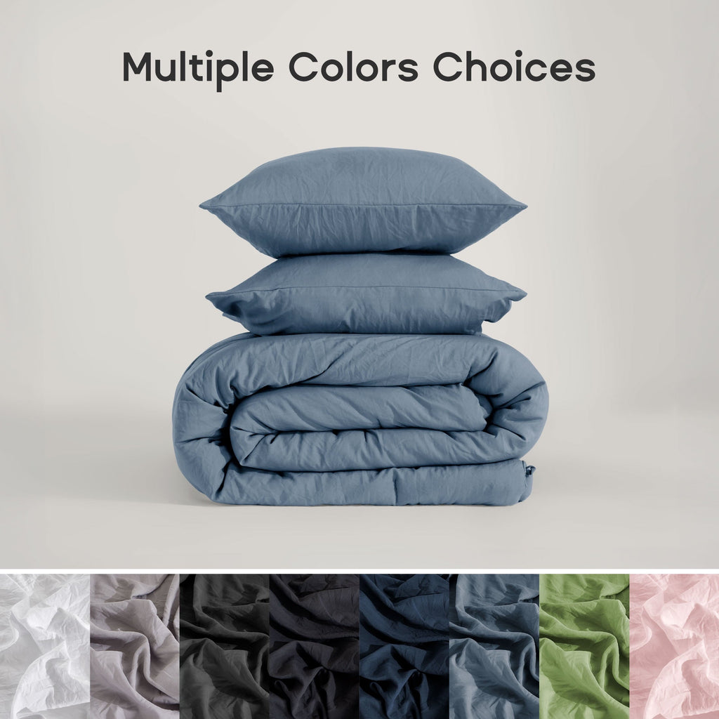 Heavyweight Warmth Washed Comforter Sets Queen 3 Piece, Soft and Cozy, Fluffy Microfiber Fill, Washed Textured Wrinkled Design (Flint St... - All-Season Down Alternative Comforter Insert Detail