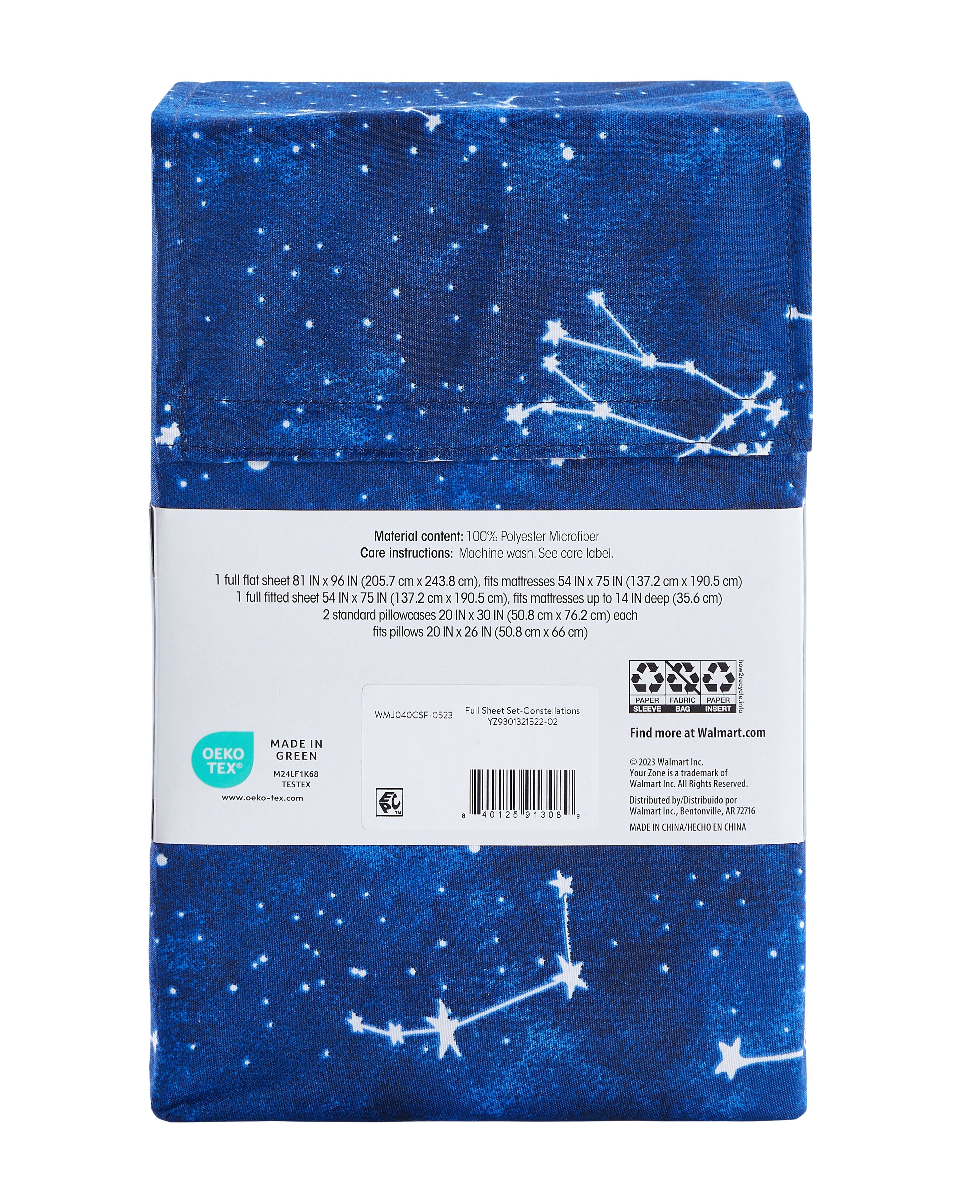 Cooling Sateen Kids Soft Microfiber Sheet Set, Navy Blue Stars, Full, 4 Pieces, Easy Care - Cooling Hotel Quality Bedding Sheets and Pillowcases Detail
