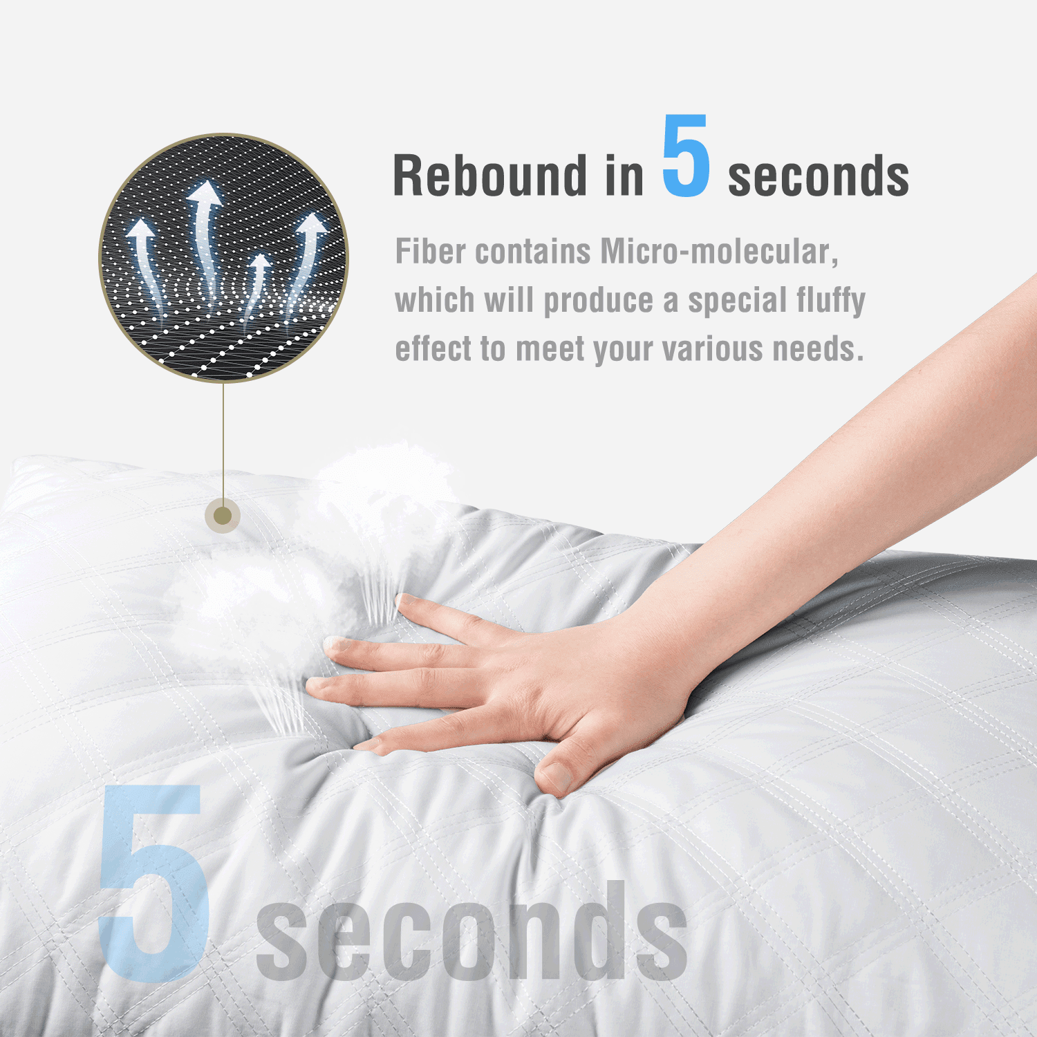 Decorative Plump Bed Pillows Queen Size Set of 2 Pillows for Bed 2 Pack Cooling Hotel Collection Down Alternative Pillows 20 x 30 inches - Orthopedic Shredded Foam Bed Pillow Set Detail