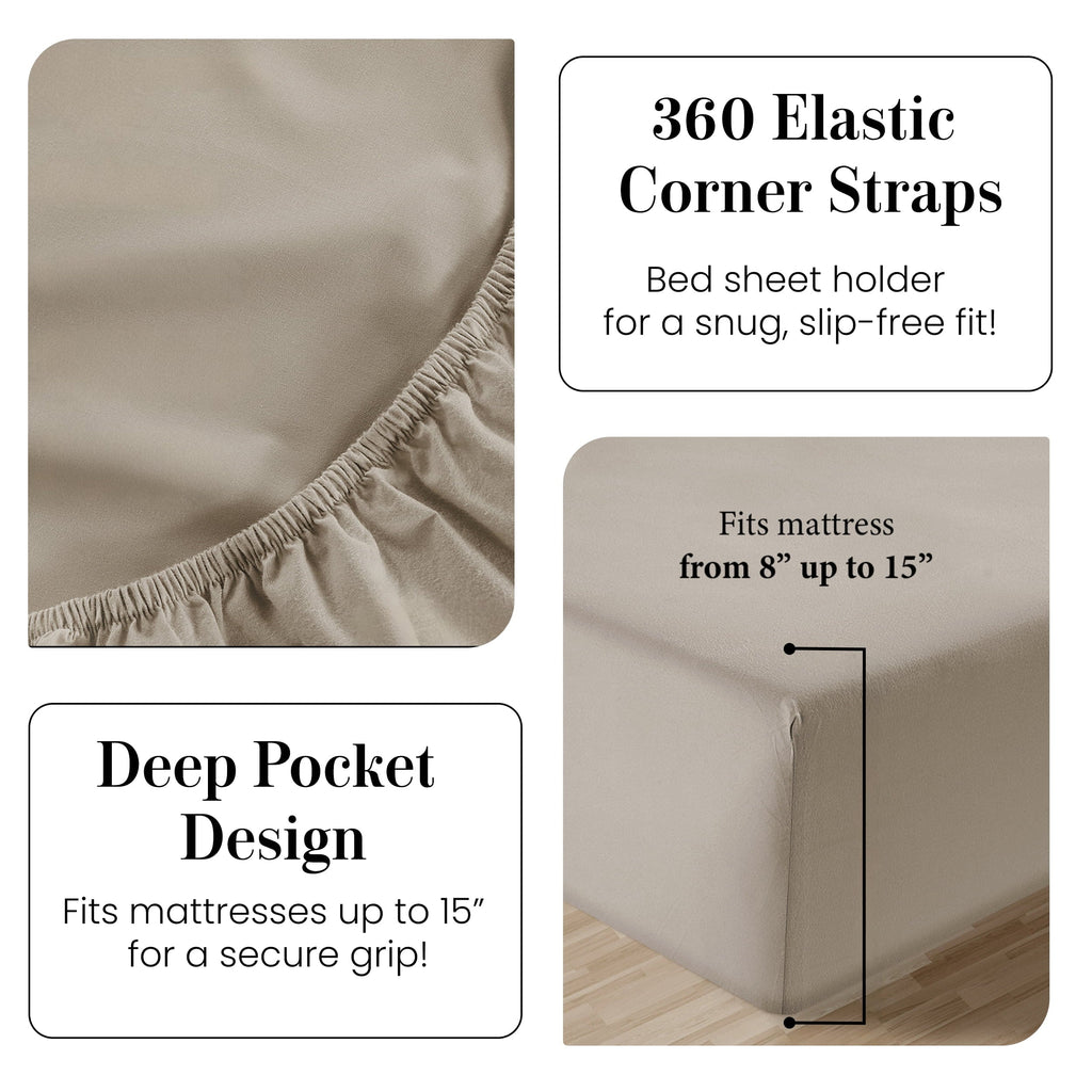 Wrinkle-Resistant 100% Cotton Sheets Set – 4 Piece Cal King Bed Sheet, Soft & Comfy All Season Breathable Percale Weave, 15” Snug Fit D... - Premium Ultra-Soft Pillowcase Pair for Sleeping Detail