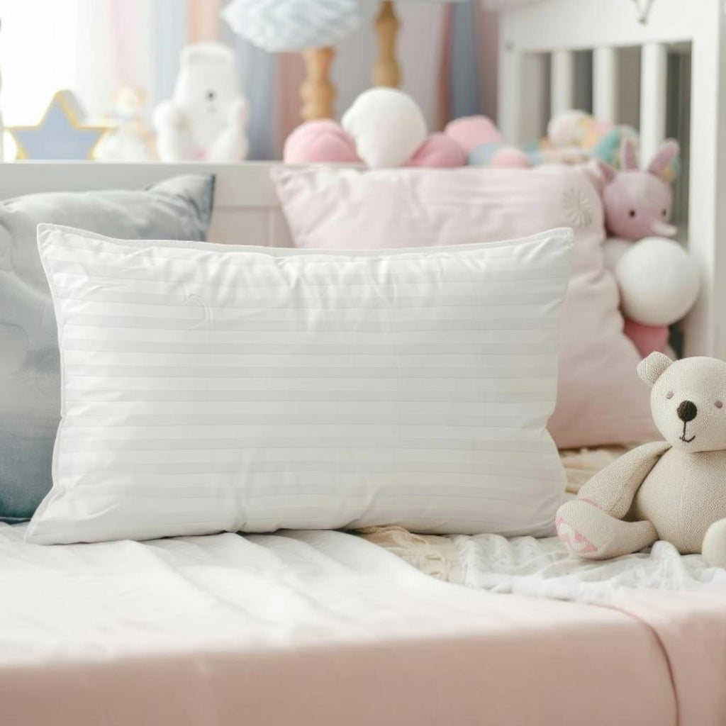 Orthopedic Support 100% Cotton Kids Size Bed Pillows Set of 2 - Premium Down Alternative Cooling Pillows for Side, Back, and Stomach Sle... - Hotel Quality Plush Sleeping Pillows Detail
