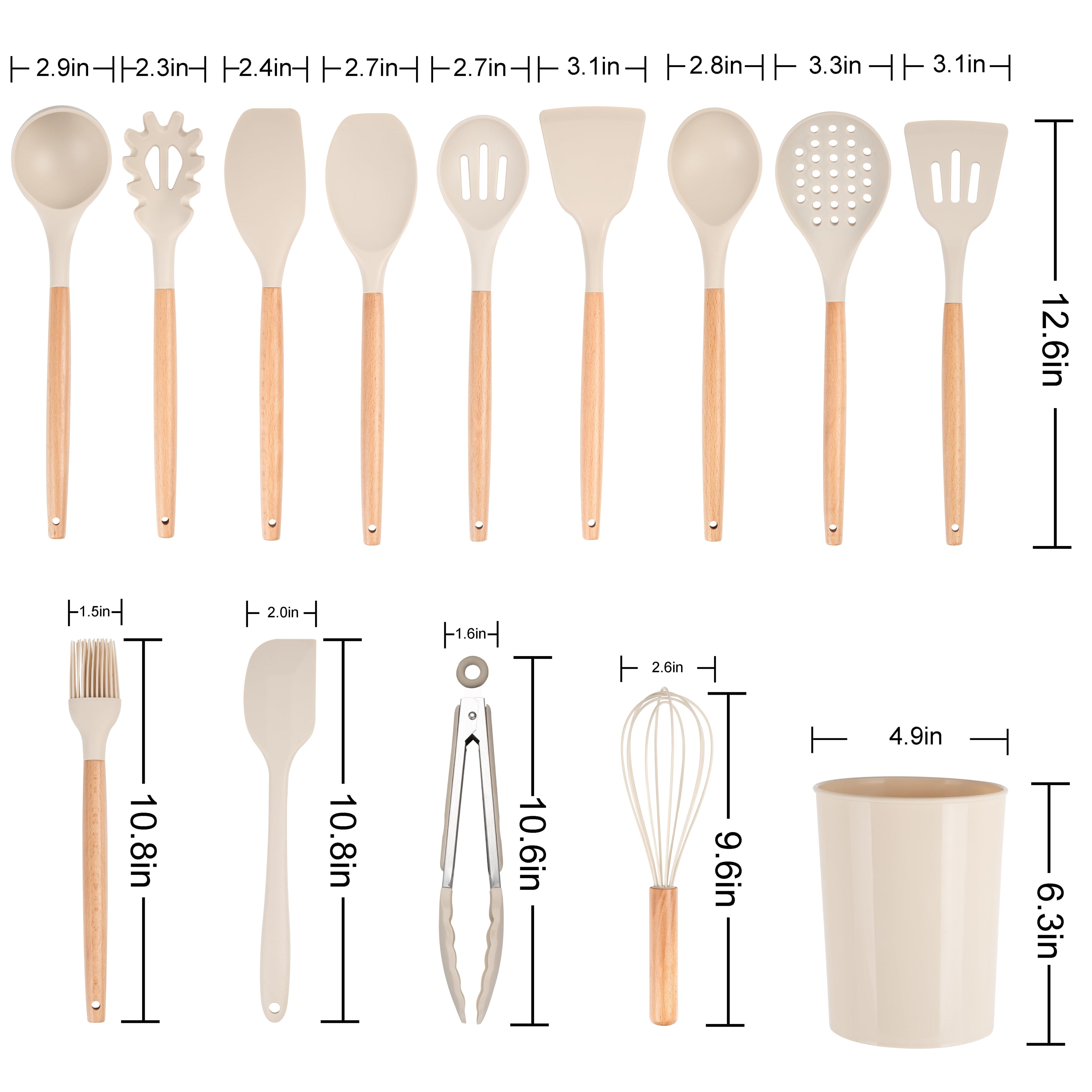 Heat-Resistant 14pcs Cooking Utensil Set with Caddy - Durable Turner & Ladle Utensil Set for Home Chefs Detail