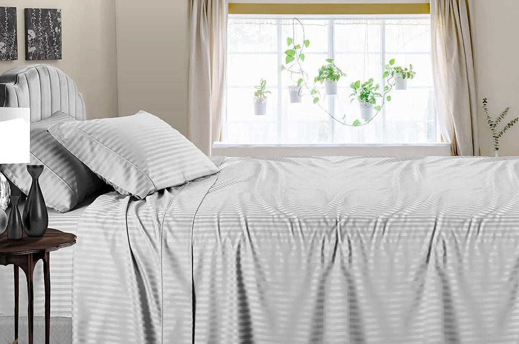 Wrinkle-Resistant 4 Piece 100% Egyptian Cotton Bed Sheets Set - Luxury Soft & Sheets - Deep Pocket of 16" Inch - Hotel Style Silky Bedd... - Breathable Egyptian Cotton Flat & Fitted Sheets Detail