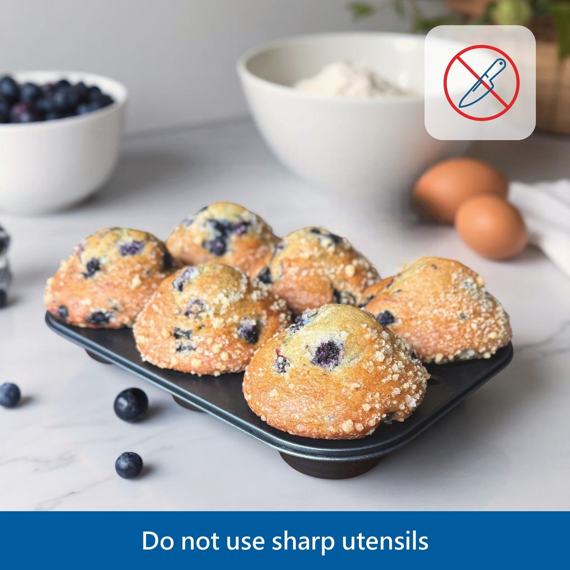 Innovative 6-Cup Nonstick Steel Muffin Pan, 2.9" Cup, Gray, 1 Count - Kitchen Gadget Tool for Quick Food Prep Detail