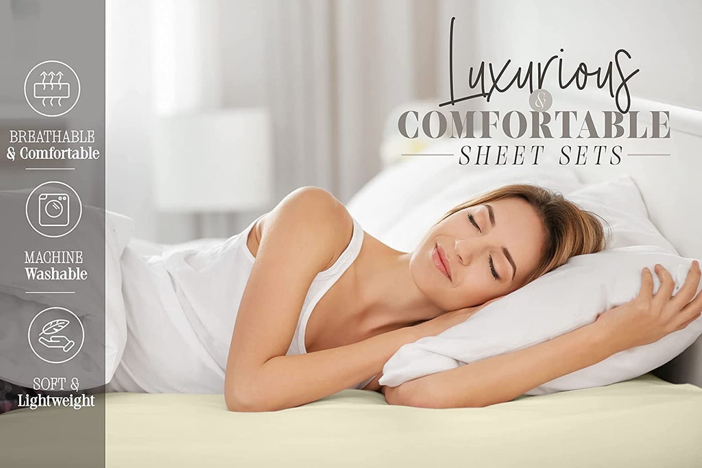 Premium Egyptian Cotton 1500 Series Microfiber Bed Sheets 4-Piece Set, Deep Pocket, Twin/Twin XL Chocolate Brown - Premium Ultra-Soft Pillowcase Pair for Sleeping Detail
