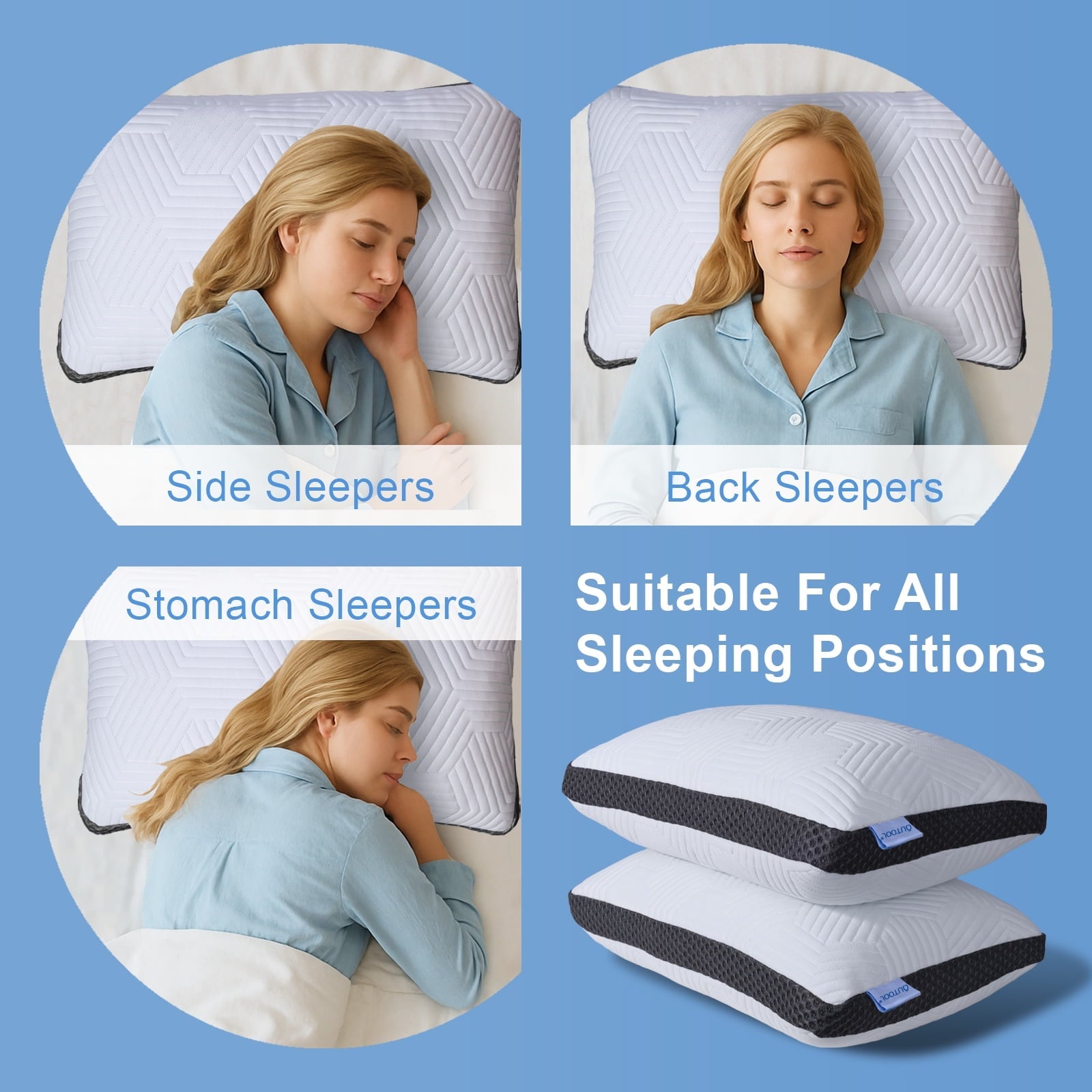 Hotel Collection Soft Bed Pillow, Shredded Memory Foam Pillow, Comfortable Sleeping Pillow, Standard Size, Affordable Everyday Use - Orthopedic Shredded Foam Bed Pillow Set Detail