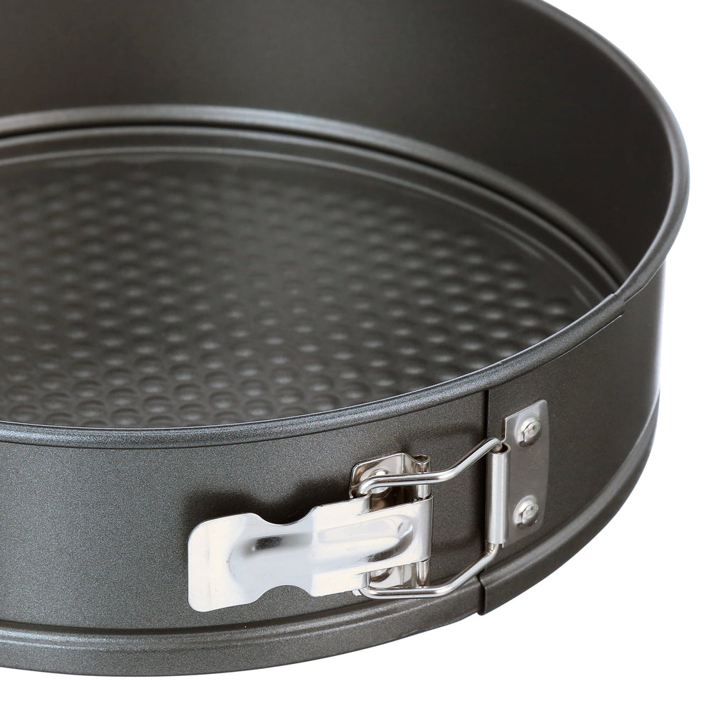 Innovative 8", 9", 10" Round Nonstick Carbon Steel Springform Cake Pans, Gray, Set of 3 - Premium Stainless Steel Garlic Presser & Peeler Detail