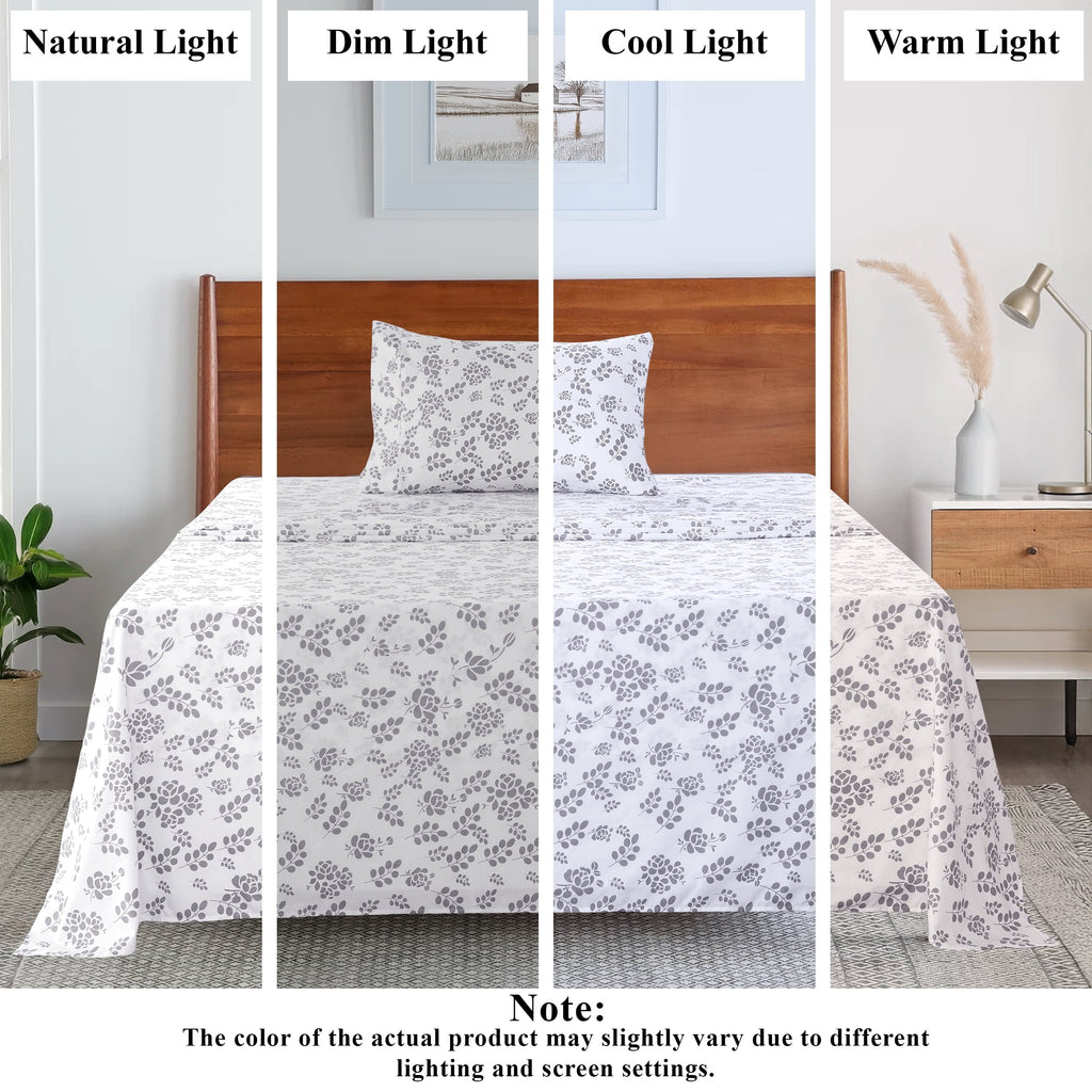 Breathable Luxury Lux Decor Twin Microfiber Bed Sheets - 3 Piece Floral Sheet Set, Soft Breathable Bedding, Wrinlkle Resistant, OEKO-TE... - Cooling Hotel Quality Bedding Sheets and Pillowcases Detail