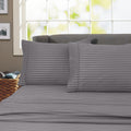 Premium Egyptian Cotton 600 100% Cotton Wrinkle Free Striped Sheet Set (Twin, Gray) - Premium Ultra-Soft Pillowcase Pair for Sleeping - Default Title