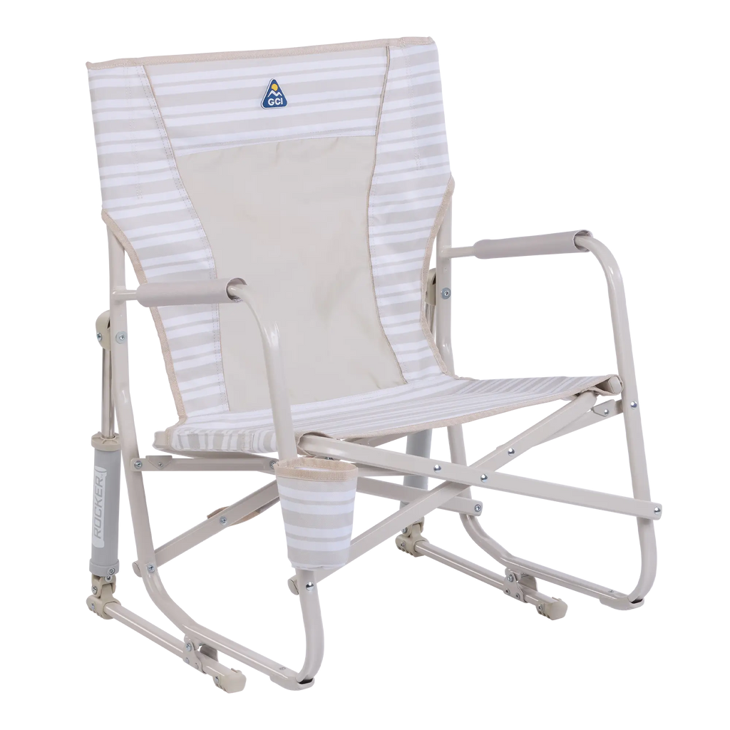Heavy-Duty Freestyle Beach Rocker - Choice 712 - Freestyle Rocker Portable Outdoor Folding Chair - Neutral Stripe