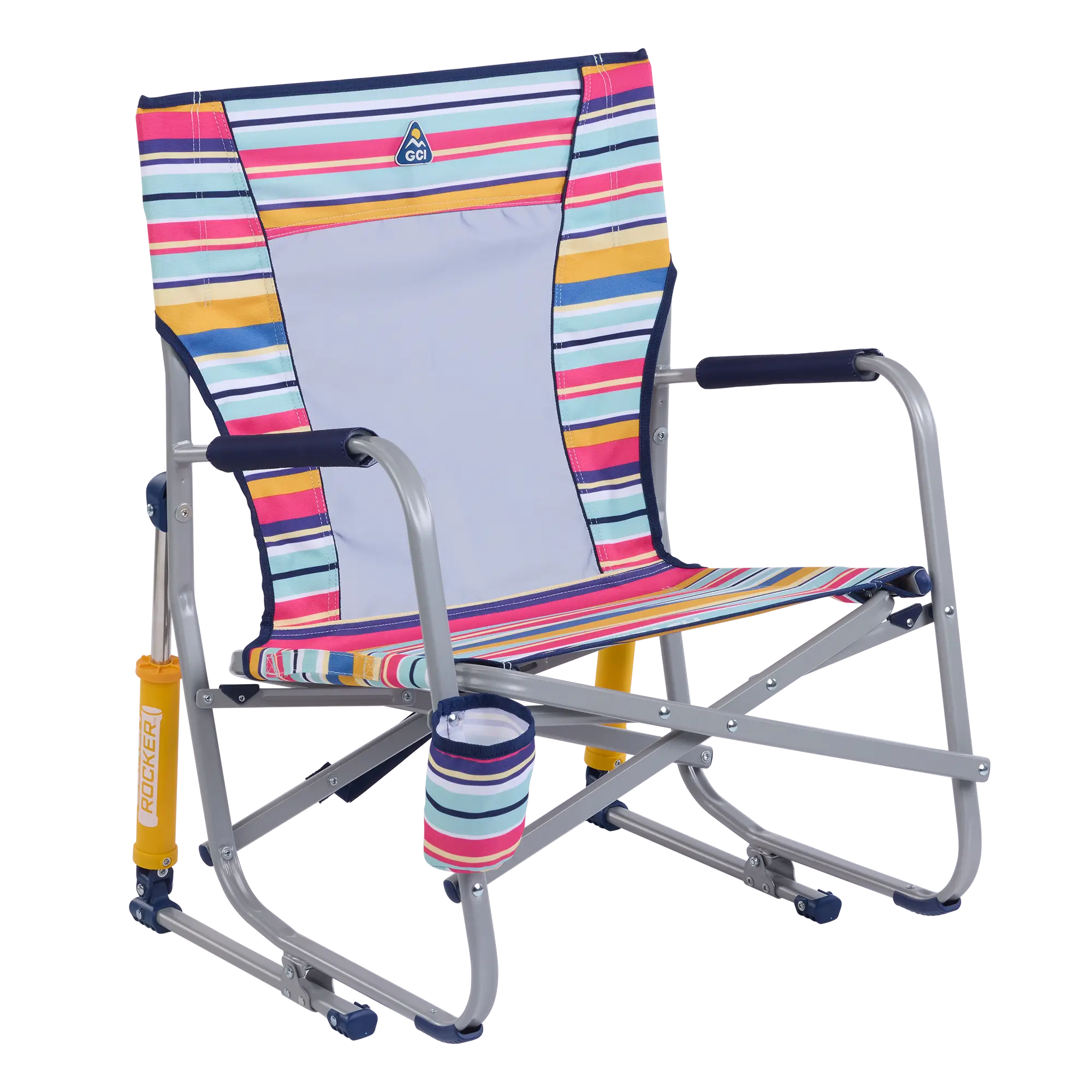 Heavy-Duty Freestyle Beach Rocker - Choice 712 - Freestyle Rocker Portable Outdoor Folding Chair - Multi Stripe