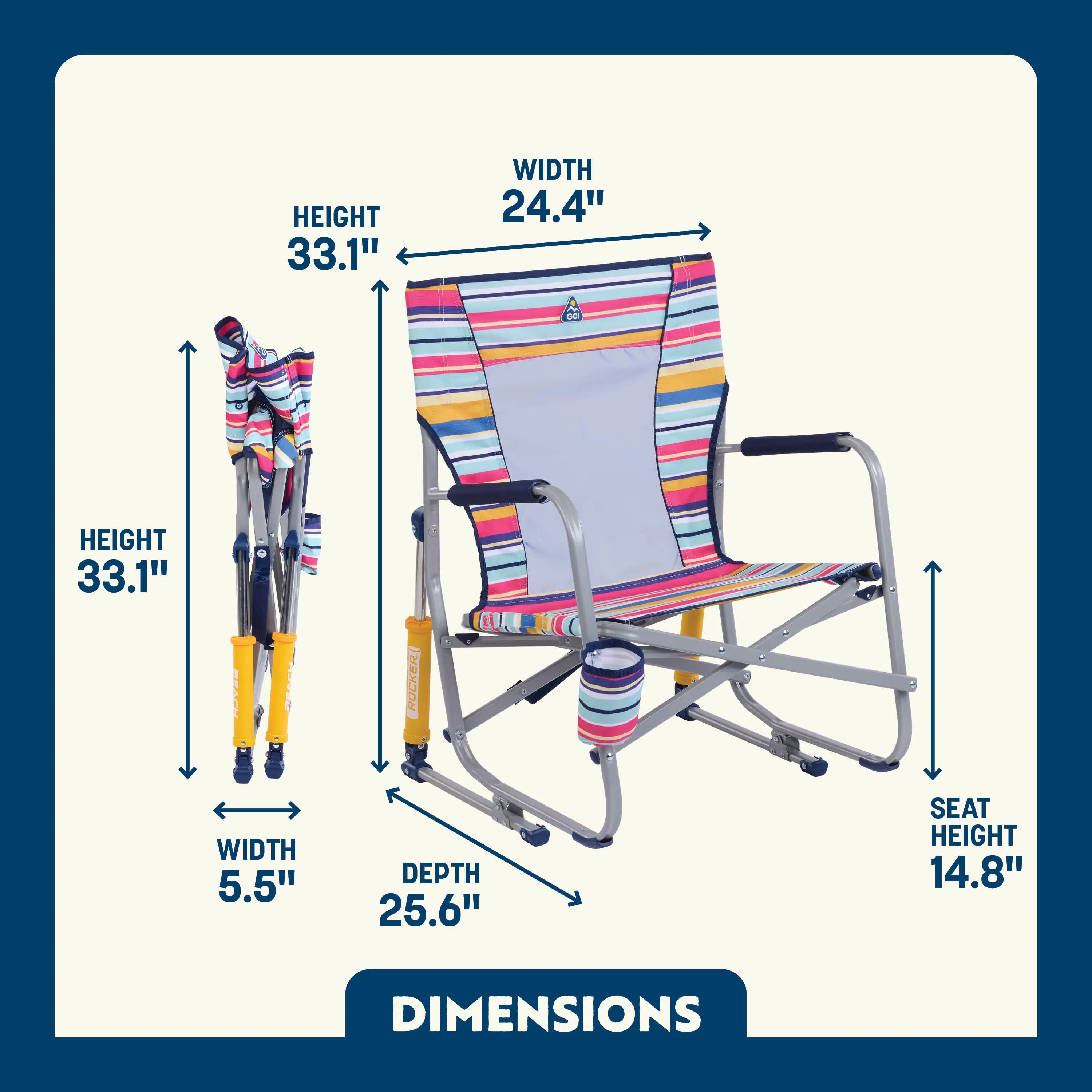 Heavy-Duty Freestyle Beach Rocker - Choice 712 - Freestyle Rocker Portable Outdoor Folding Chair Detail