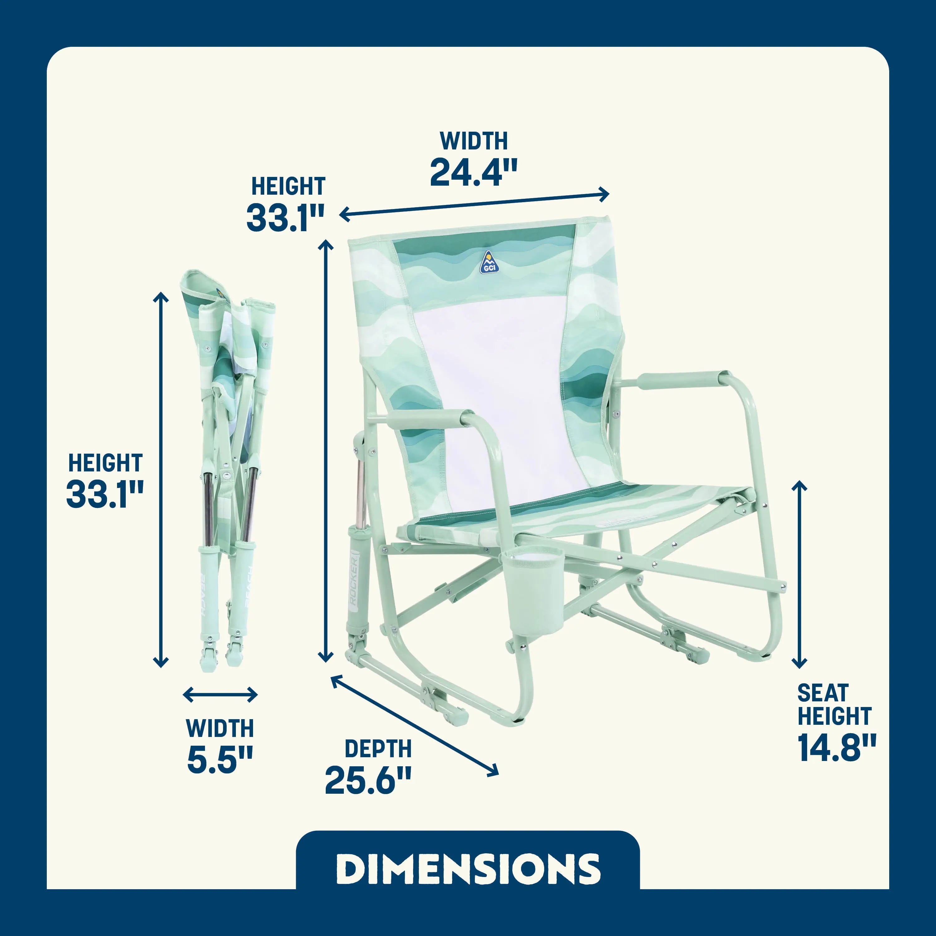 Heavy-Duty Freestyle Beach Rocker - Choice 712 - Freestyle Rocker Portable Outdoor Folding Chair Detail