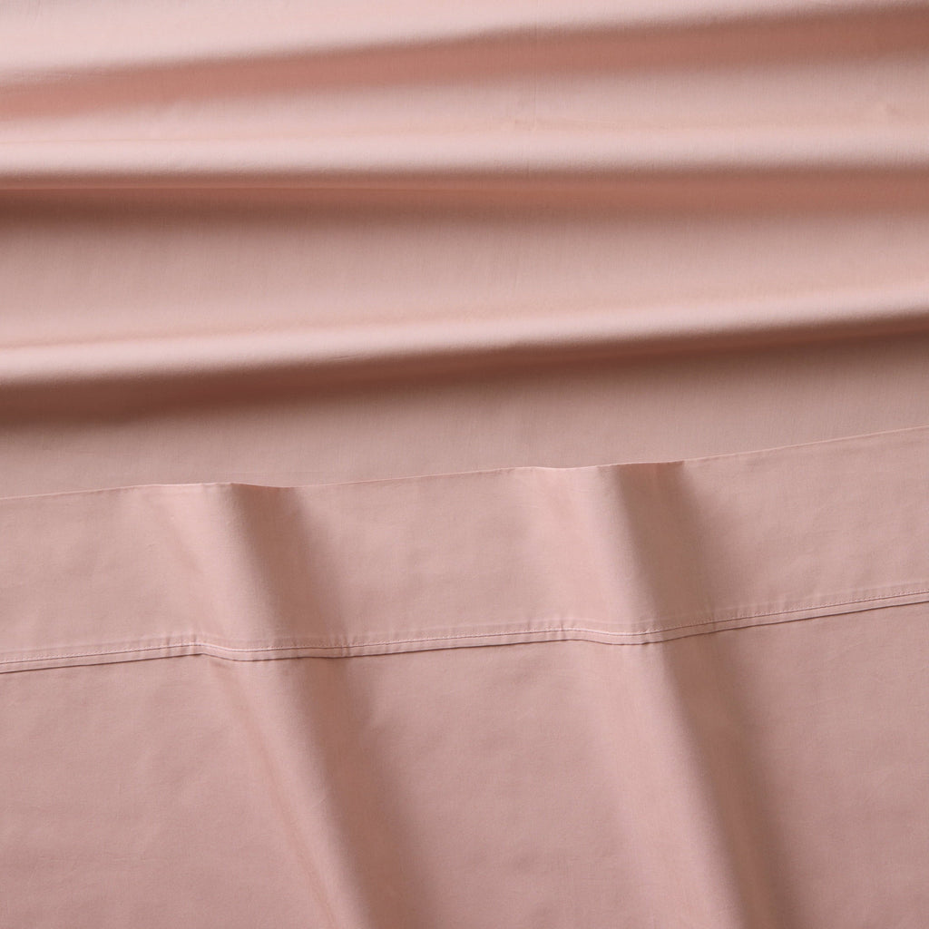 Cooling Sateen 300 Thread Count Cotton Percale 3-Piece Antique Blush Bed Sheet Set, Twin - Breathable Egyptian Cotton Flat & Fitted Sheets Detail