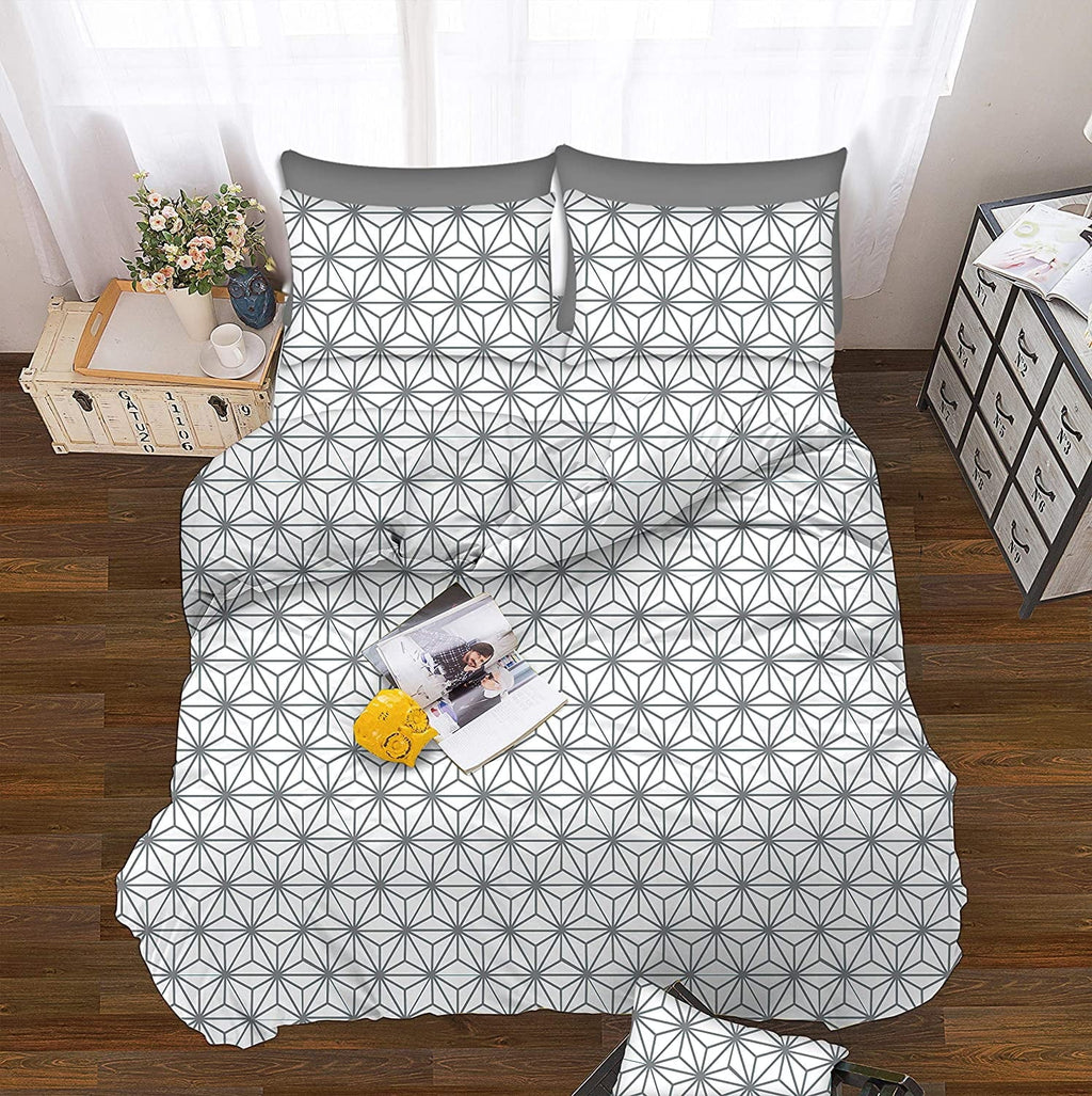 Wrinkle-Resistant Bed Sheets Full Gray Texture/Embroidery 1500 Thread Count Microfiber - Breathable Egyptian Cotton Flat & Fitted Sheets Detail