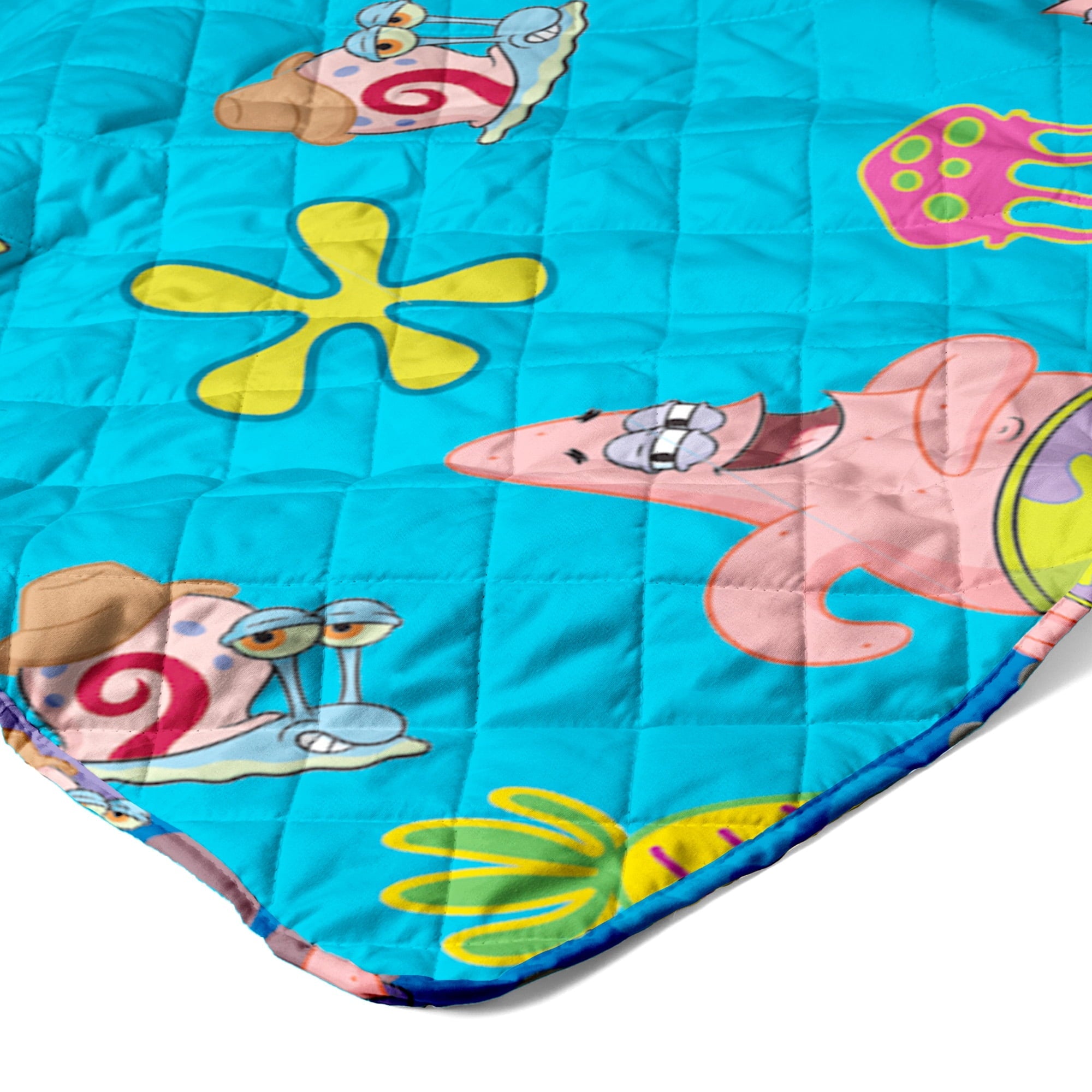 Lightweight Warm Spongebob Tropical Waltz Quilted Throw Blanket 60x80 inches, Kids Character Bedding - Lightweight Plush Warm Blanket for All Seasons Detail