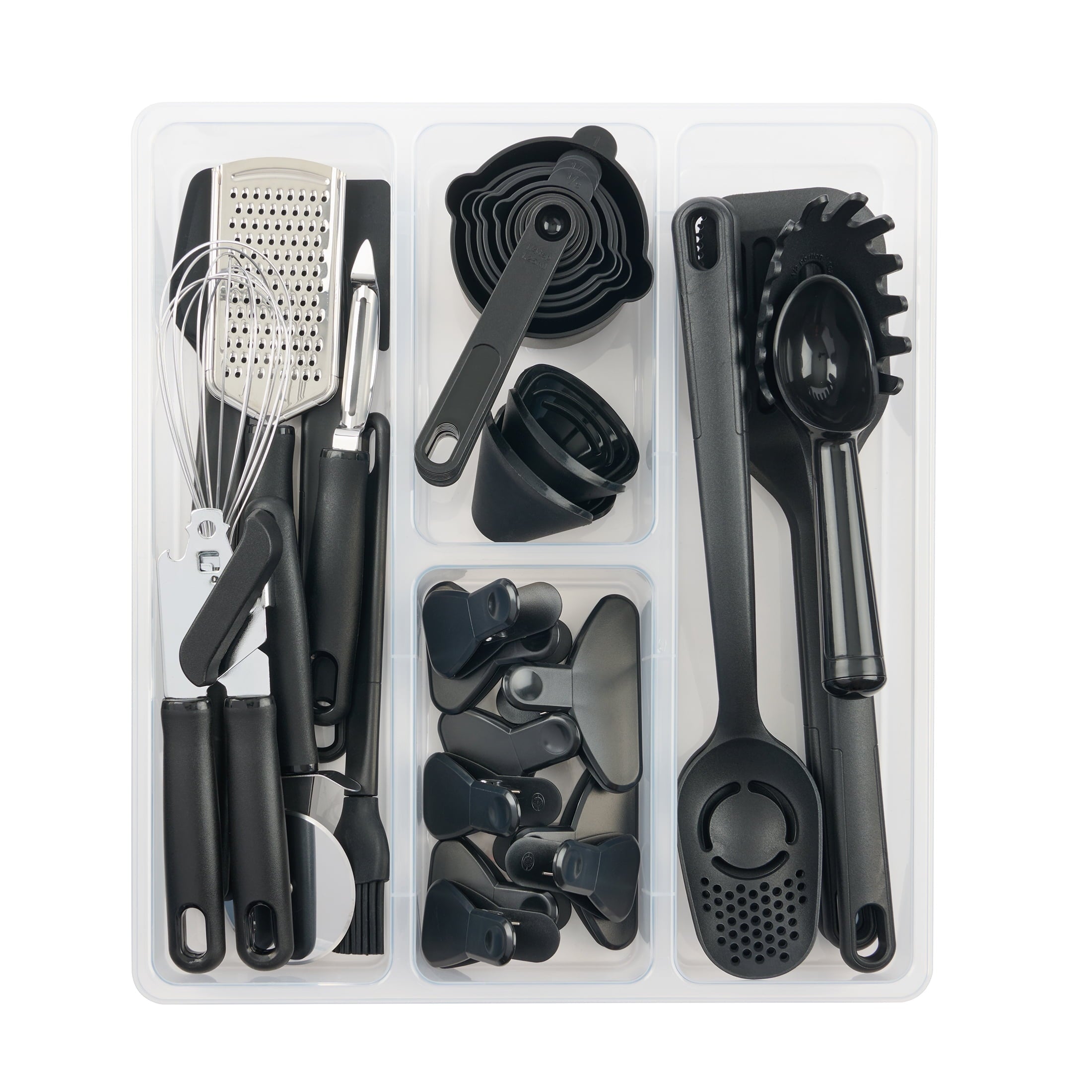 Professional Grade 36 Piece Kitchen Gadget Set with Kitchen Cooking Utensils, and Drawer Organizer, Black - Heavy Duty Stainless Steel Kitchen Shears Detail