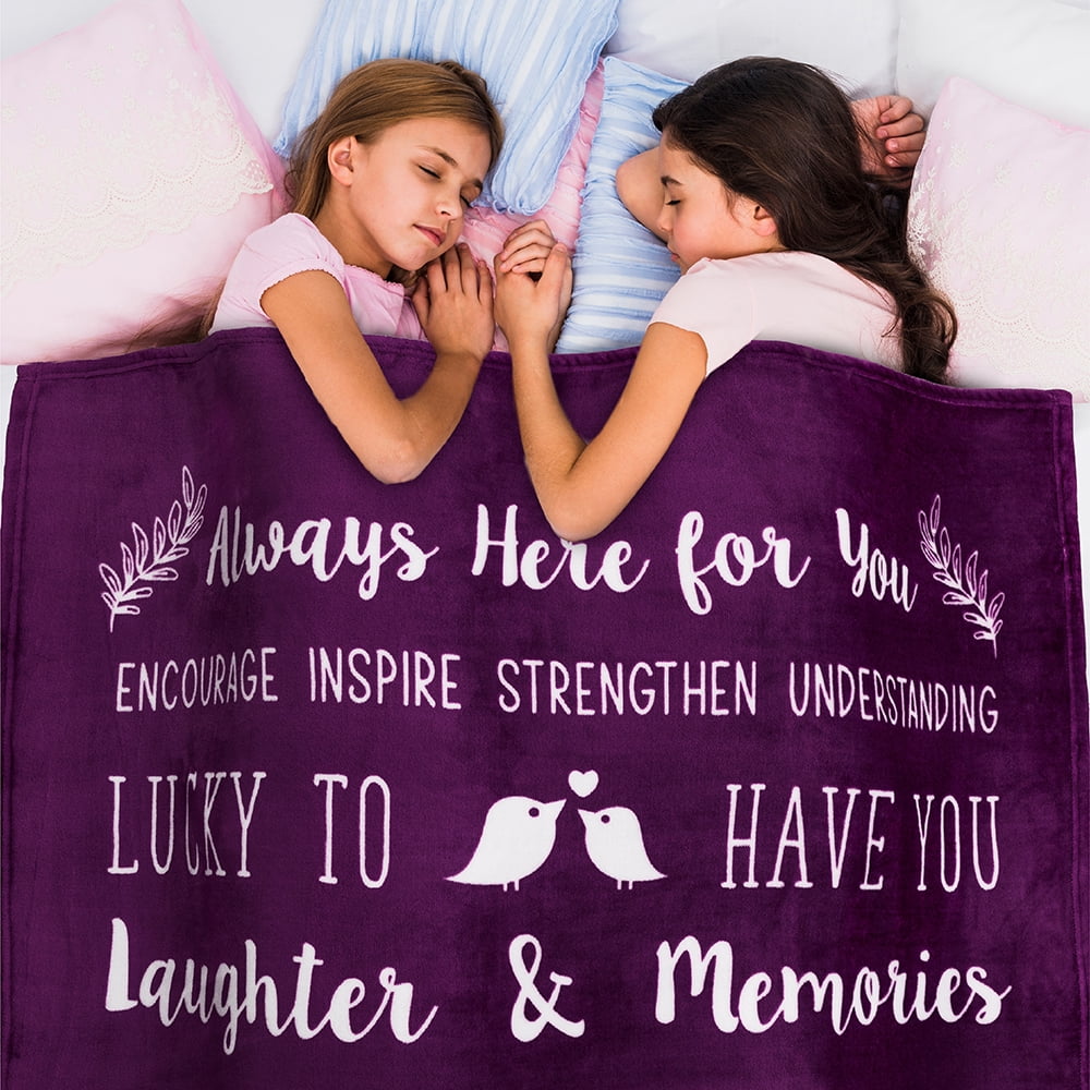 Decorative Knitted Best Friend Blanket, Friendship Gifts for Women Birthday Soul Sister Long Distance Bestie, Soft Cozy Fleece Throw Bla... - Cozy Fleece Throw Blanket for Couch & Bed Detail