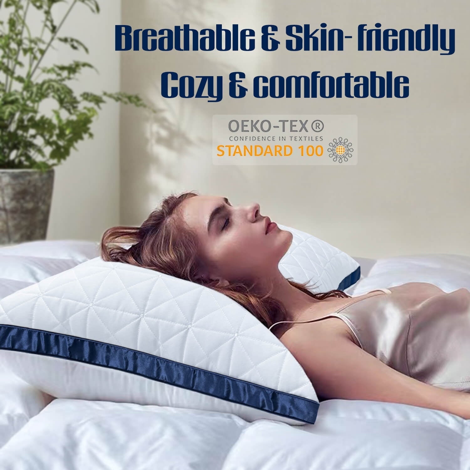 Hotel Collection King Size Pillows Set of 2 - Cooling Hotel Luxury Bed Pillows for Sleeping 2 Pack, Supportive Breathable Down Alterna... - Ergonomic Memory Foam Pillow for Neck Pain Support Detail