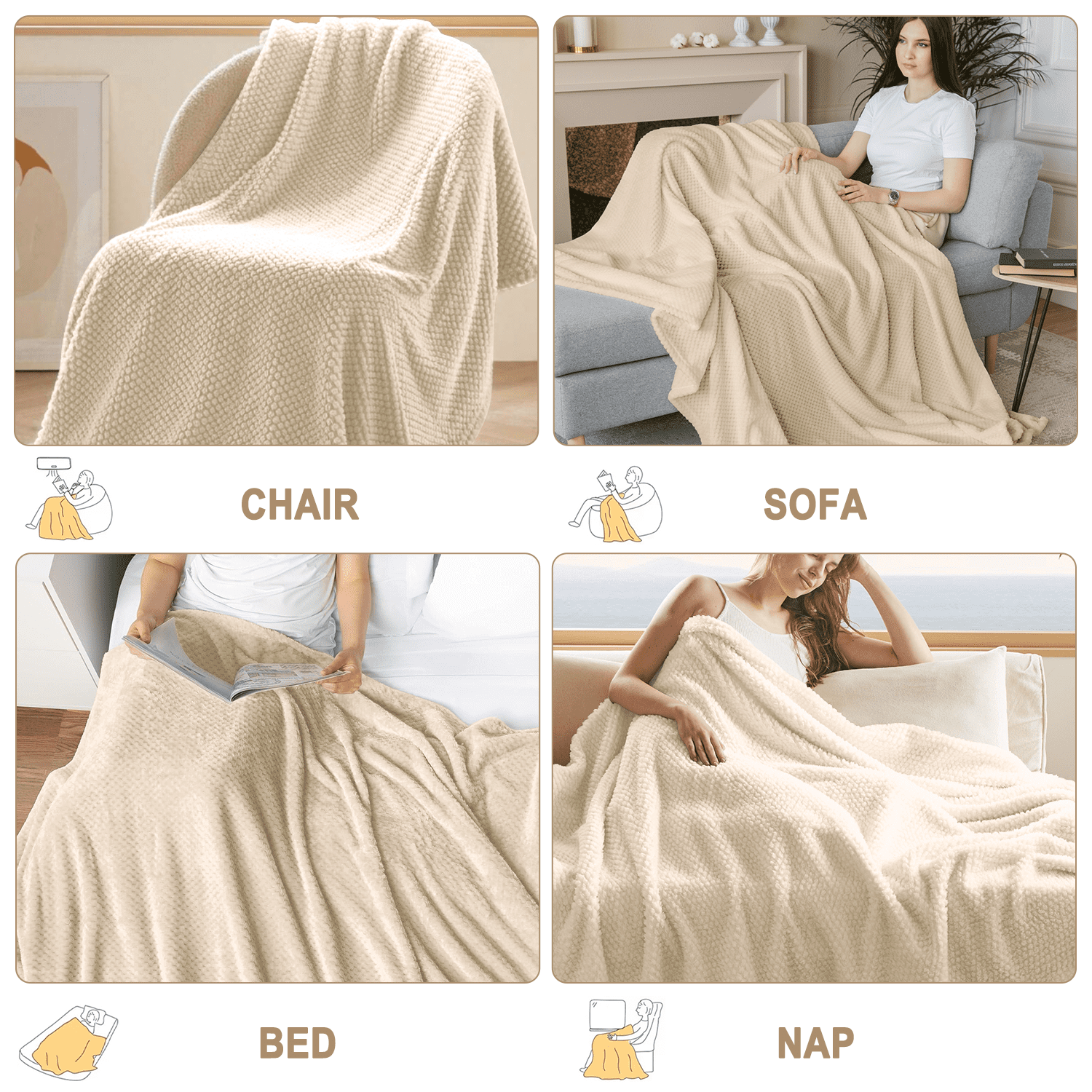 Super Soft Flannel Ultra Soft Throw Blanket, Warm Cozy Blankets for Couch Bed Chair, Breathable and Lightweight Blankets for All Seasons... - Super Soft Reversible Sherpa Flannel Blanket Detail