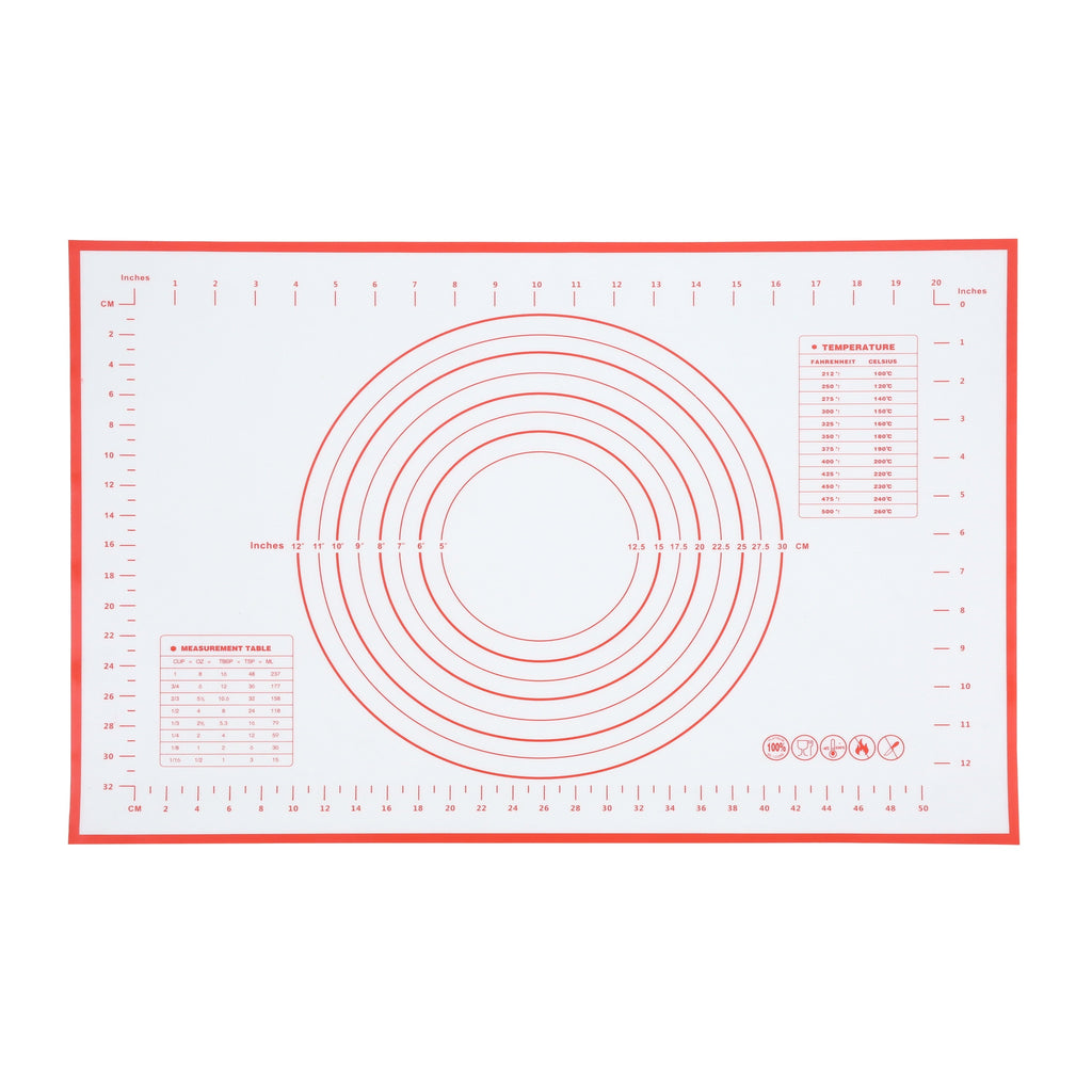 Premium Kitchen Reusable Silicone 24"x 18" Pastry Mat with Measurements - Premium Stainless Steel Garlic Presser & Peeler Detail