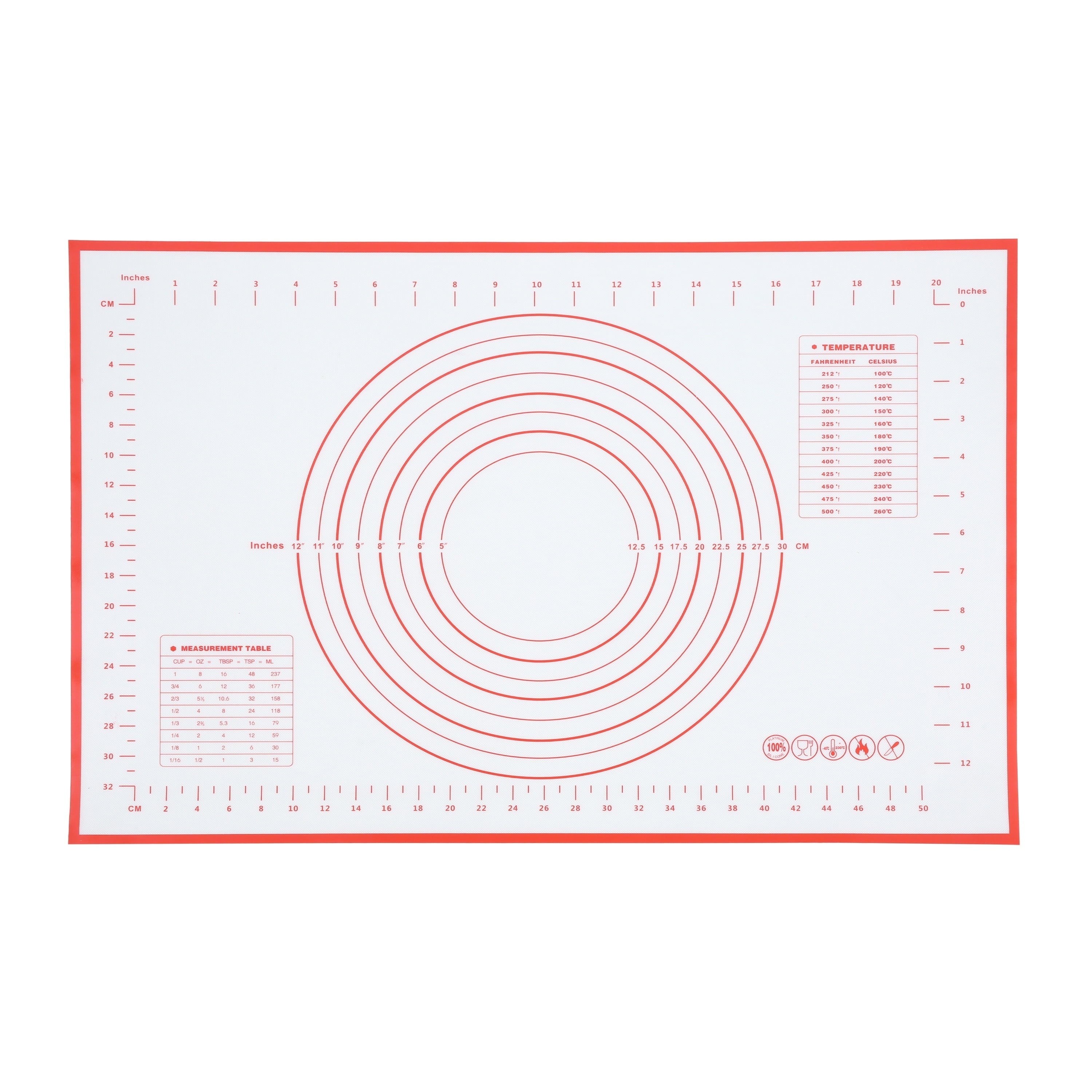 Premium Kitchen Reusable Silicone 24"x 18" Pastry Mat with Measurements - Premium Stainless Steel Garlic Presser & Peeler Detail