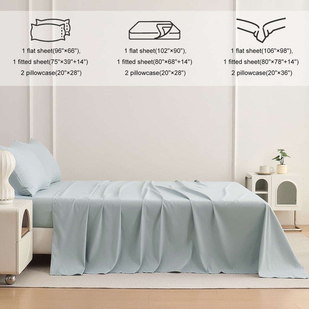 Breathable Luxury Sheets Set 4 Piece Queen/Full Size Sheet Set, Soft & Lightweight And Breathable ding Set, Fitted Sheet, Flat Sheet & ... - Breathable Egyptian Cotton Flat & Fitted Sheets Detail