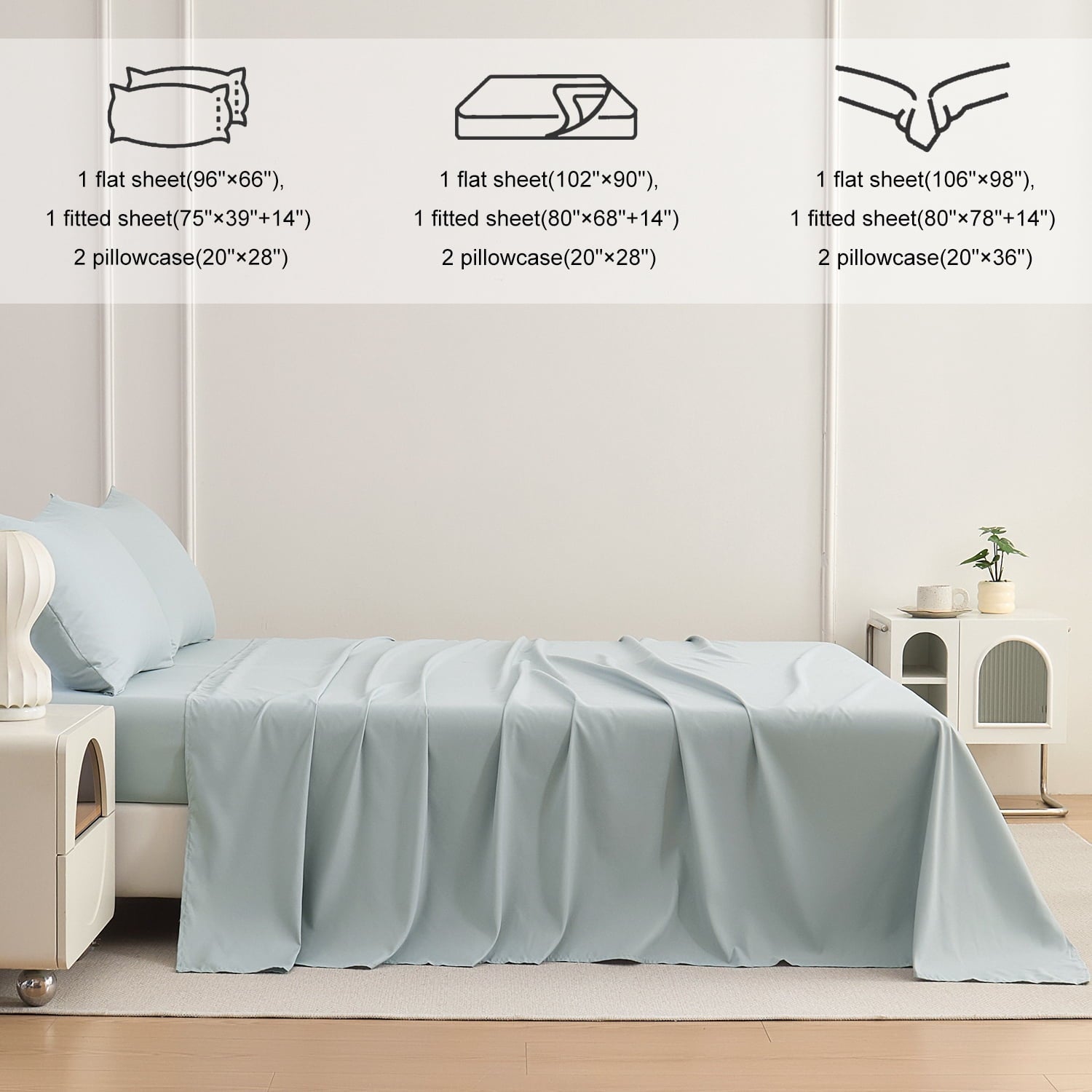 Breathable Luxury Sheets Set 4 Piece Queen/Full Size Sheet Set, Soft & Lightweight And Breathable ding Set, Fitted Sheet, Flat Sheet & ... - Breathable Egyptian Cotton Flat & Fitted Sheets Detail