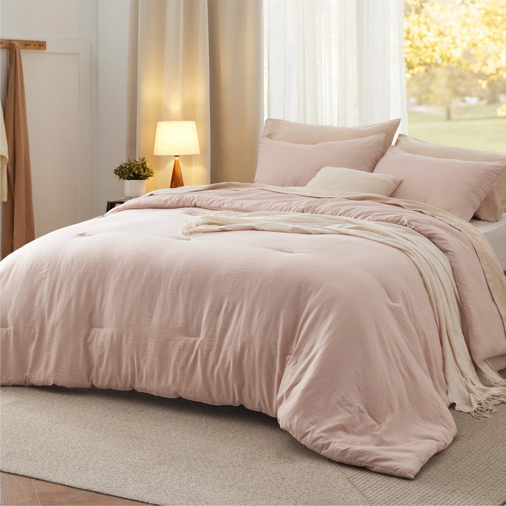 Luxurious Quilted 2 Pieces Twin Comforter Bedding Set, Pink Comforter Set for All Seasons, 1 Lightweight Prewashed Comforter and 1 Pill... - All-Season Down Alternative Comforter Insert Detail