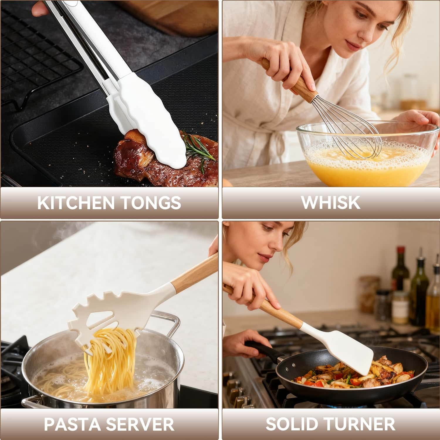 Professional Grade Kitchen Utensils Set for Cooking, 11 Cooking Utensils, 6 Knife set Beige,3 Utensil Sets,utensilios de cocina - Heavy Duty Stainless Steel Kitchen Shears Detail