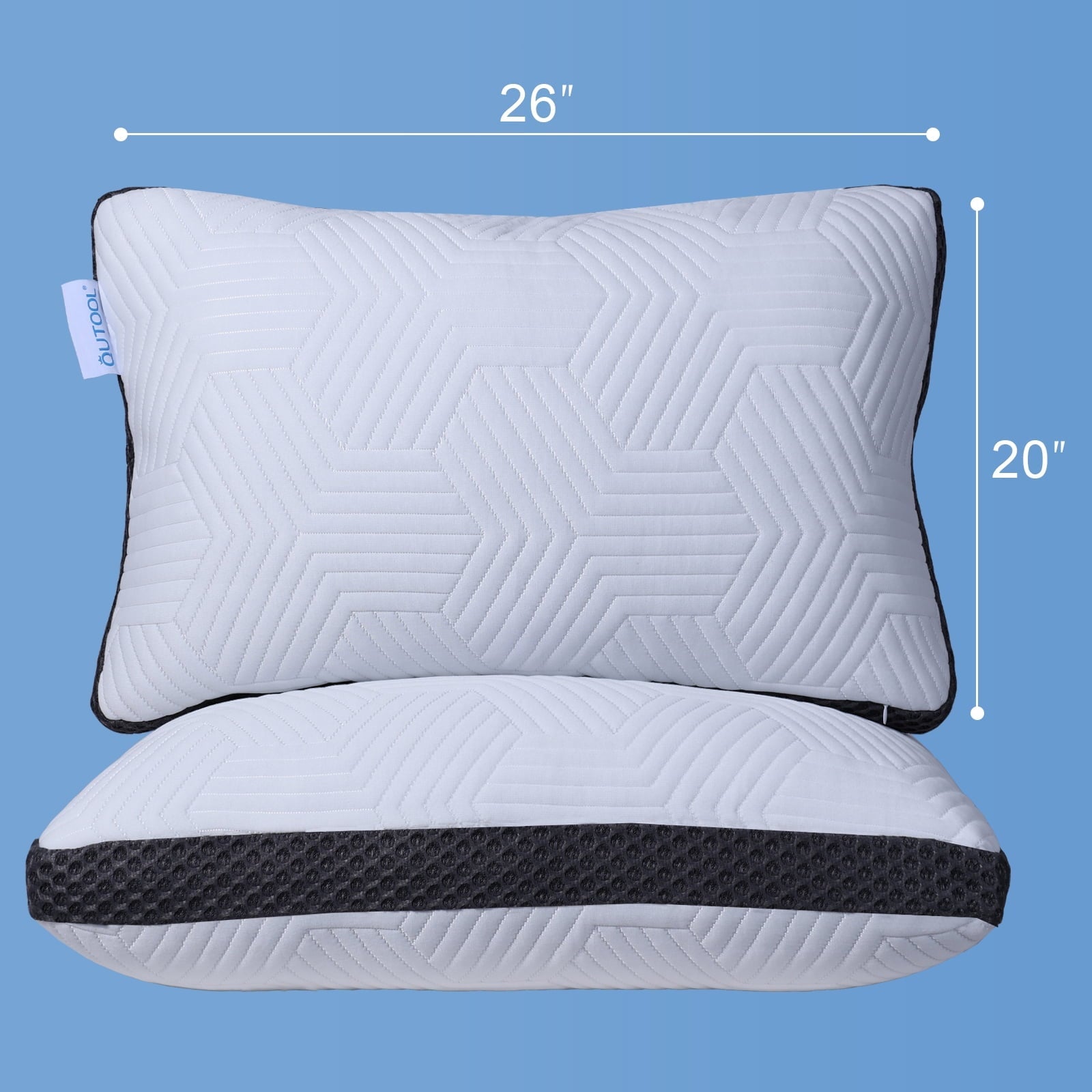 Hotel Collection Soft Bed Pillow, Shredded Memory Foam Pillow, Comfortable Sleeping Pillow, Standard Size, Affordable Everyday Use - Orthopedic Shredded Foam Bed Pillow Set Detail
