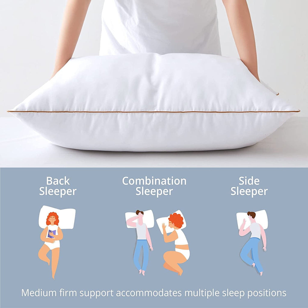 Ergonomic Memory Foam Down Feather Pillows for Bed 20 x 30 Inches Queen Size Set of 2, Medium Firm Luxury Cooling Hotel Collection Feather ... - Orthopedic Shredded Foam Bed Pillow Set Detail