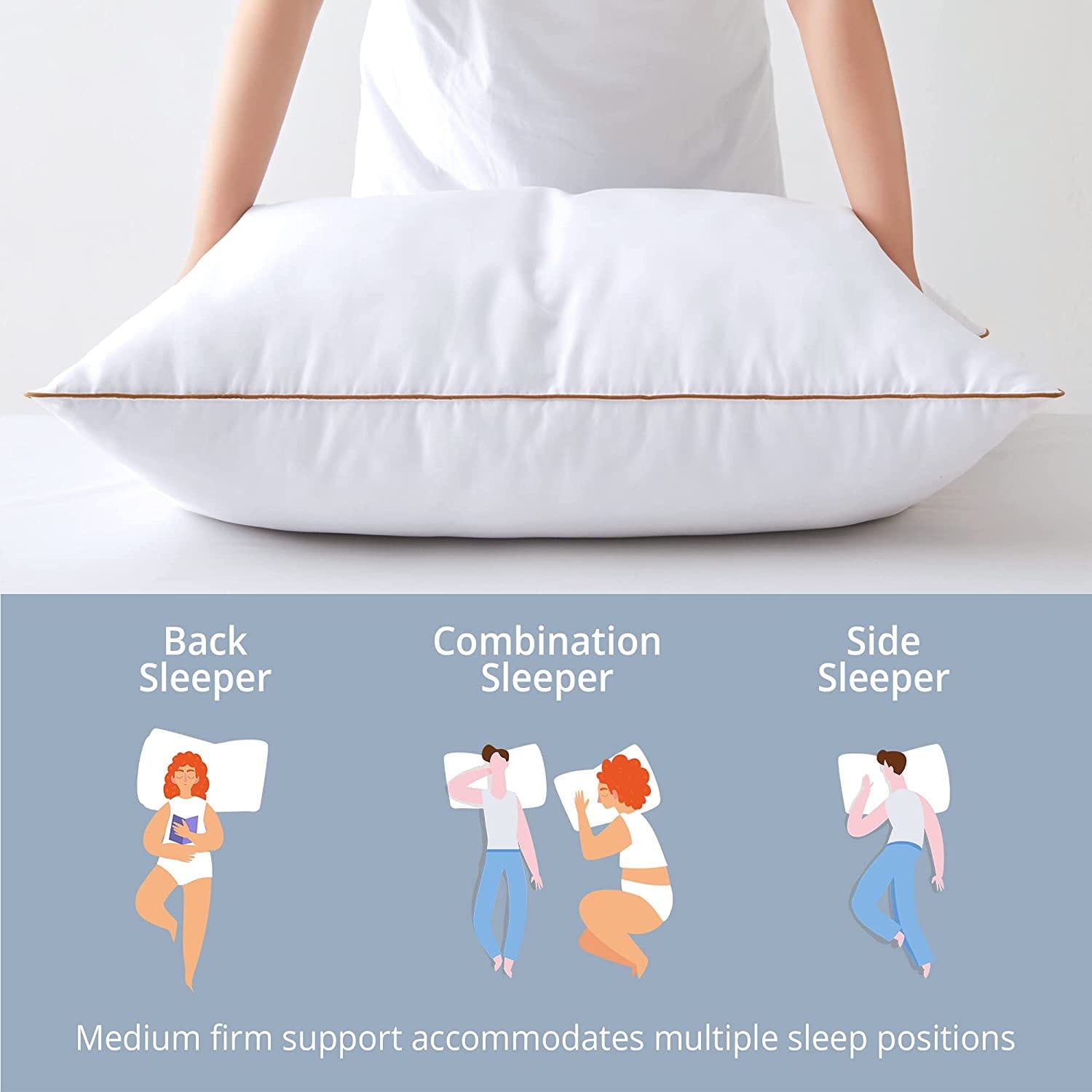 Ergonomic Memory Foam Down Feather Pillows for Bed 20 x 30 Inches Queen Size Set of 2, Medium Firm Luxury Cooling Hotel Collection Feather ... - Orthopedic Shredded Foam Bed Pillow Set Detail
