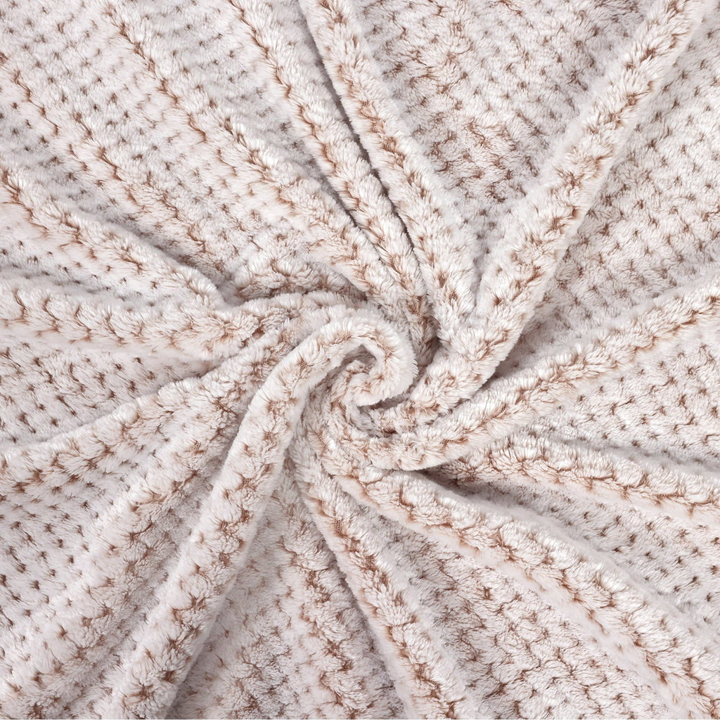 Super Soft Flannel Waffle Textured Mixed Camel Fleece Blanket, Super Soft and Warm 50"x70" Throw Blanket for Couch, Cozy, Fuzzy and Ligh... - Super Soft Reversible Sherpa Flannel Blanket Detail