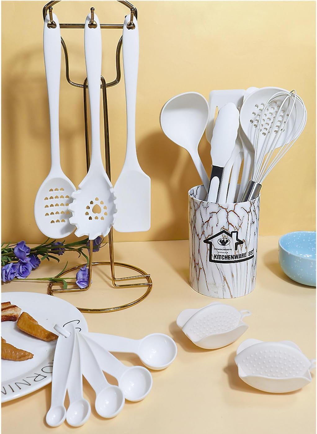 Professional Grade Silicone Cooking Utensils Set - 446°F Heat Resistant Kitchen Utensils,Turner Tongs,Spatula,Spoon,Brush,Whisk,Kitchen ... - Heavy Duty Stainless Steel Kitchen Shears Detail