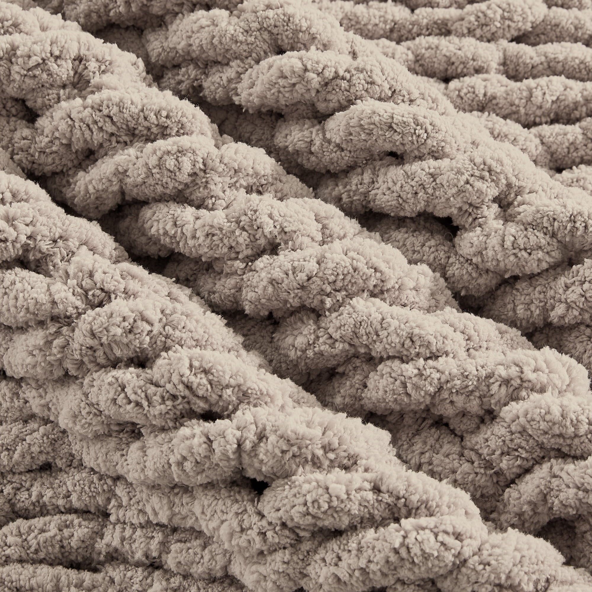 Cozy Fleece Chunky Knit Throw Blanket Handmade Soft Throws for Couch Sofa Bed, 50" x 60" Taupe - Cozy Fleece Throw Blanket for Couch & Bed Detail