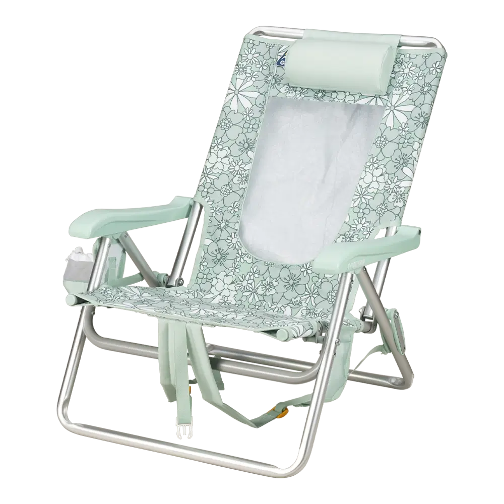 Reclining Beach Backpack Beach Chair - Choice 709 - Low-Profile Reclining Beach Chair with Backpack Straps Detail