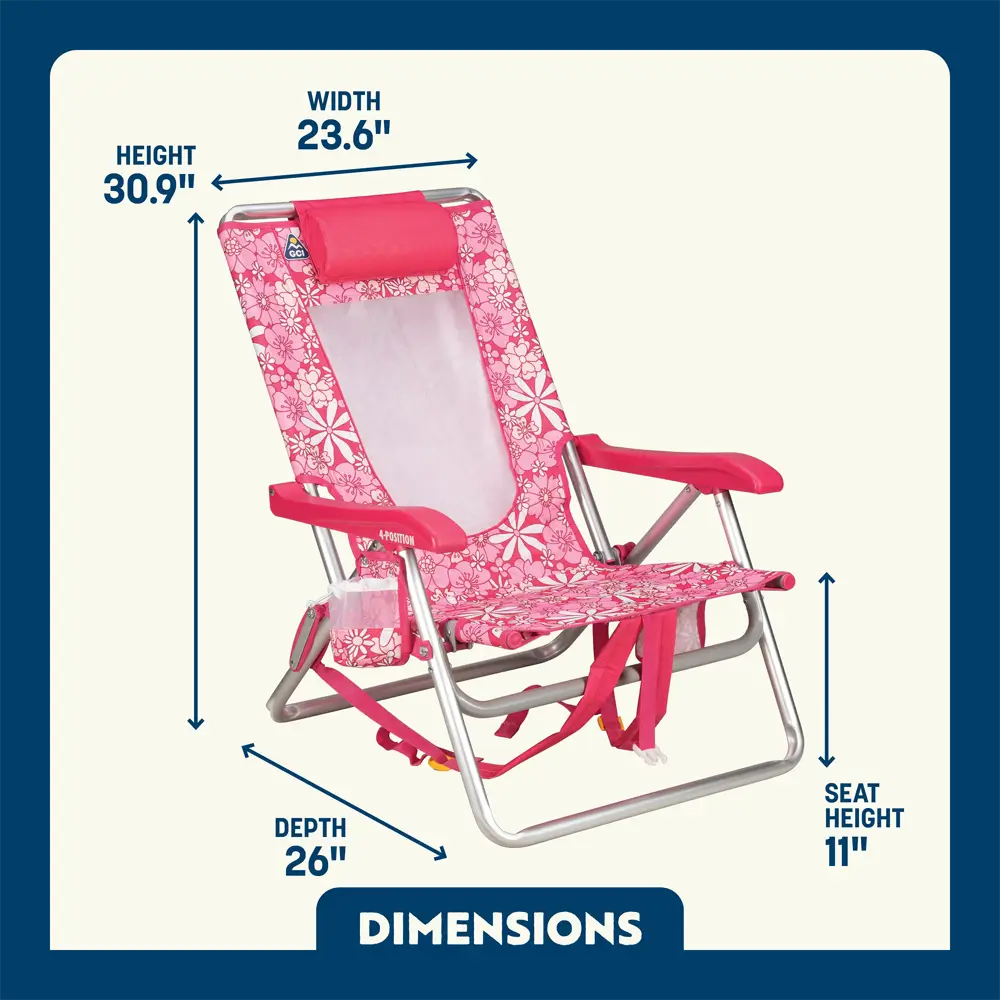 Reclining Beach Backpack Beach Chair - Choice 709 - Low-Profile Reclining Beach Chair with Backpack Straps Detail