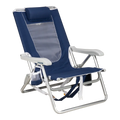 Reclining Beach Backpack Beach Chair - Choice 709 - Low-Profile Reclining Beach Chair with Backpack Straps - Nautical Blue