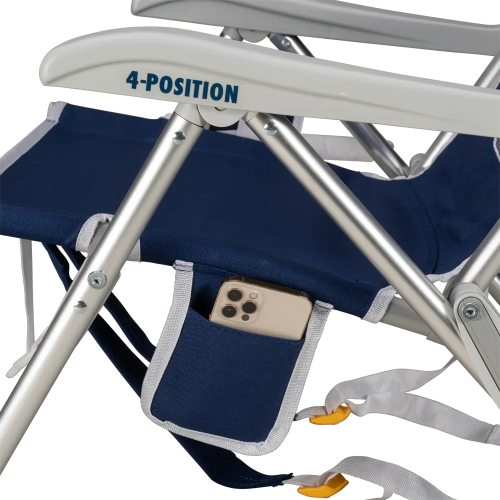 Reclining Beach Backpack Beach Chair - Choice 709 - Low-Profile Reclining Beach Chair with Backpack Straps Detail
